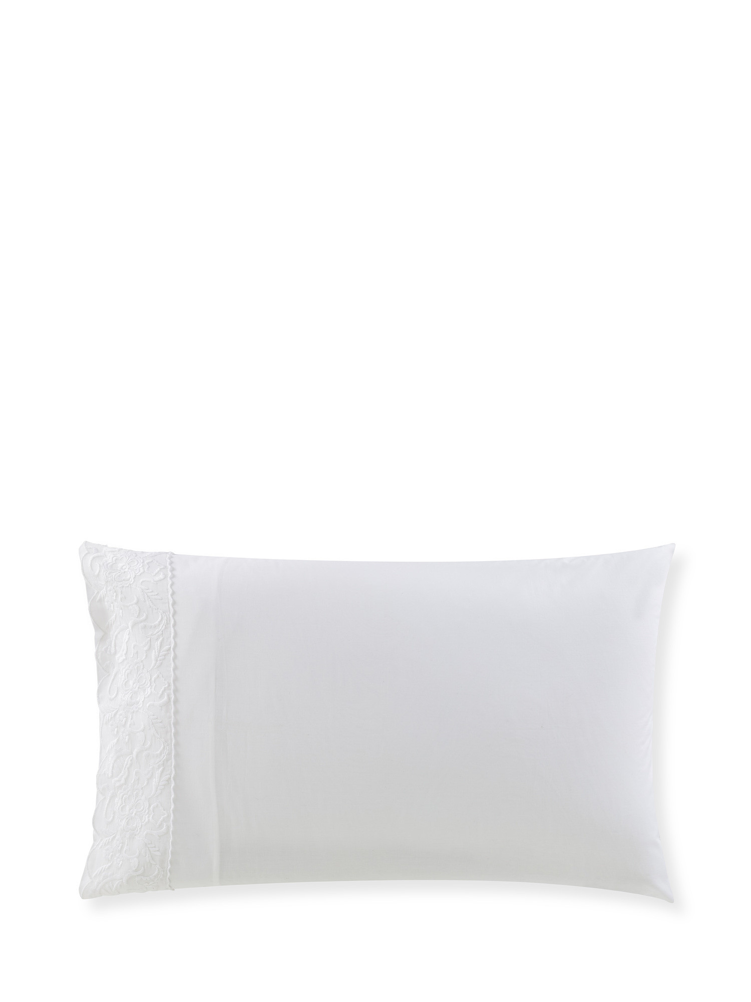 Portofino pillowcase in 100% cotton percale lace, White, large image number 0