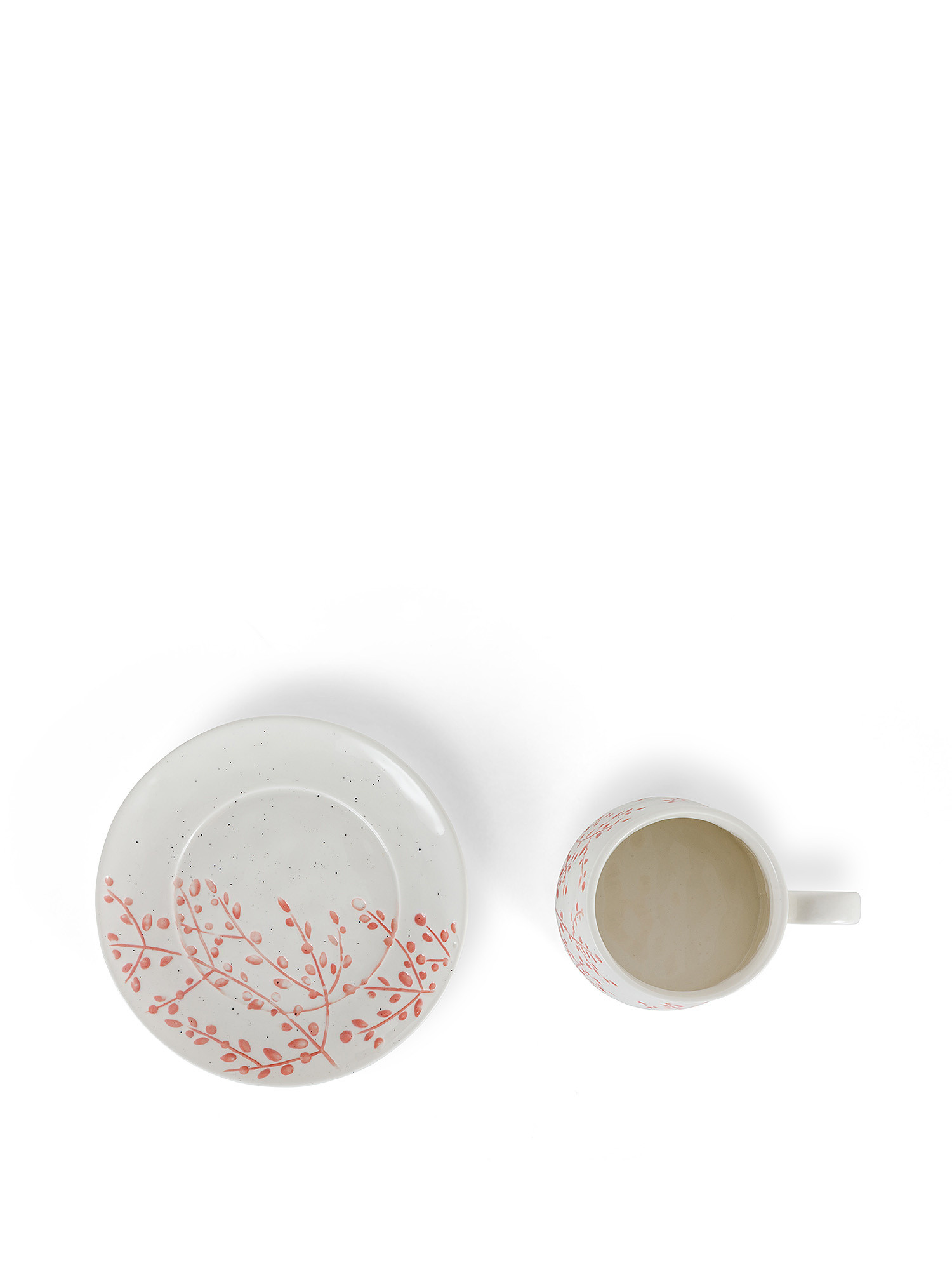 Tazza tè in porcellana motivo foliage, Bianco, large image number 1