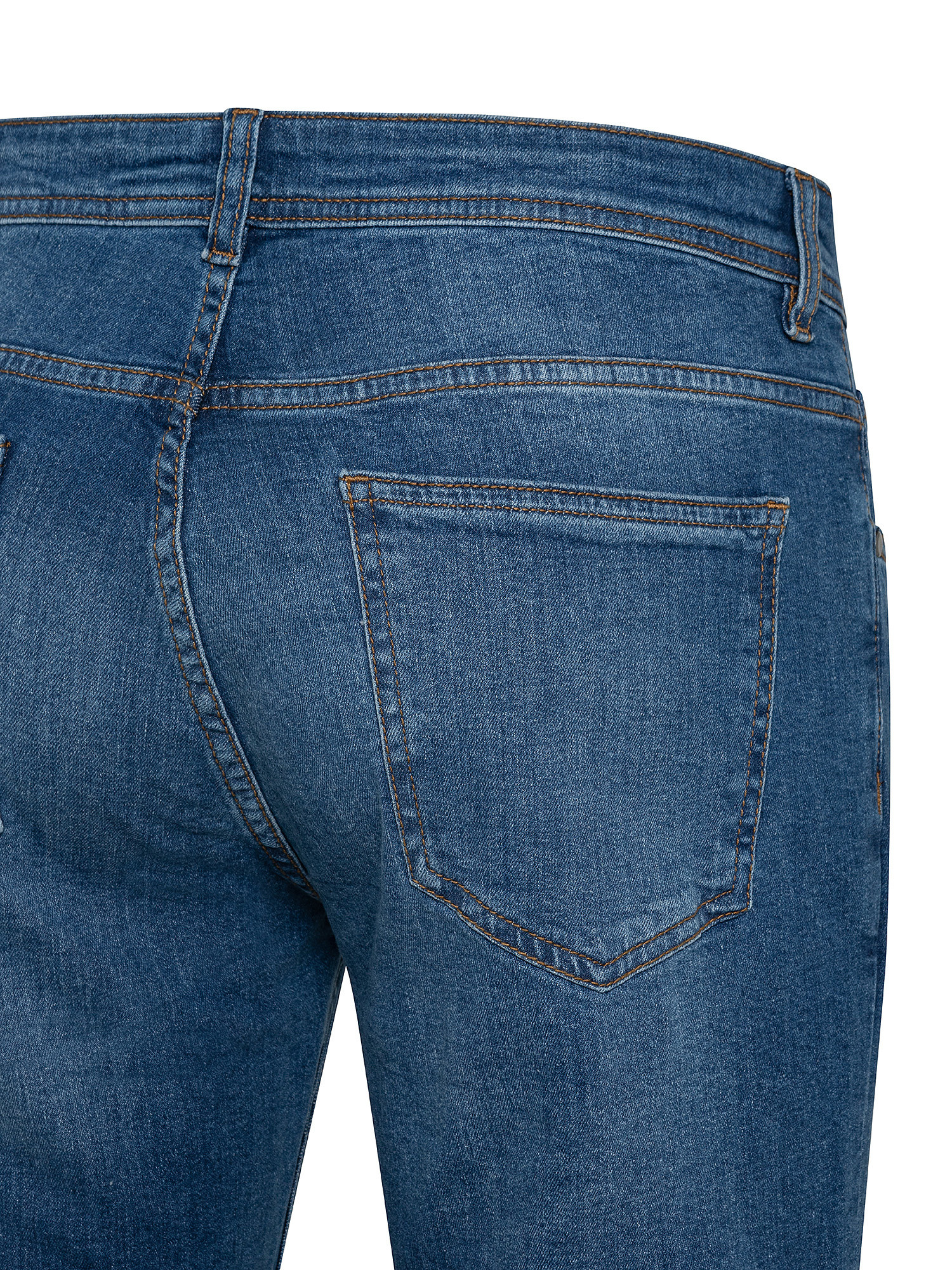5-pocket slim stretch cotton jeans, Blue, large image number 2