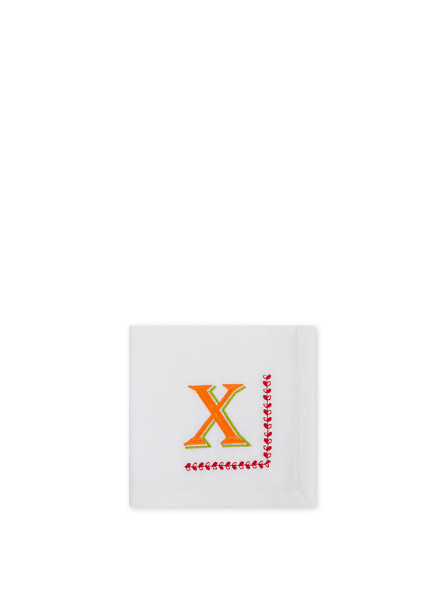 Pure cotton napkin with letter K embroidery, White, large image number 0
