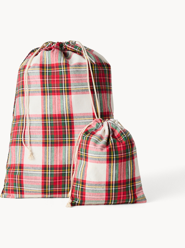 Set 2 sacchetti tartan in puro cotone tinto filo