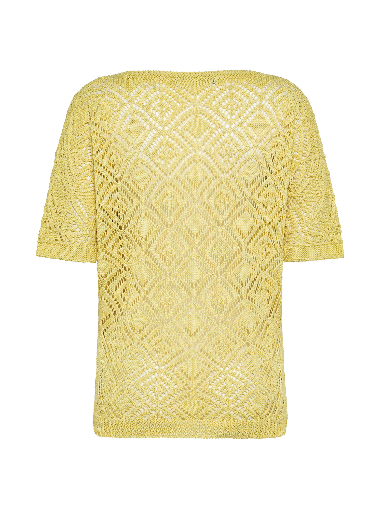 Patterned stitch kimono sweater, Yellow, large image number 1