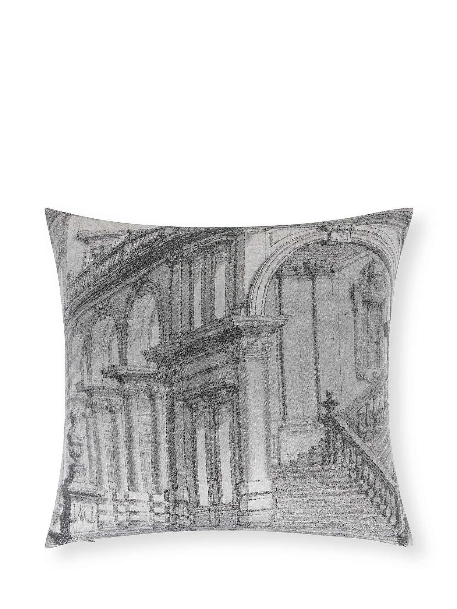 Palace motif jacquard cushion 45x45cm, Grey, large image number 0