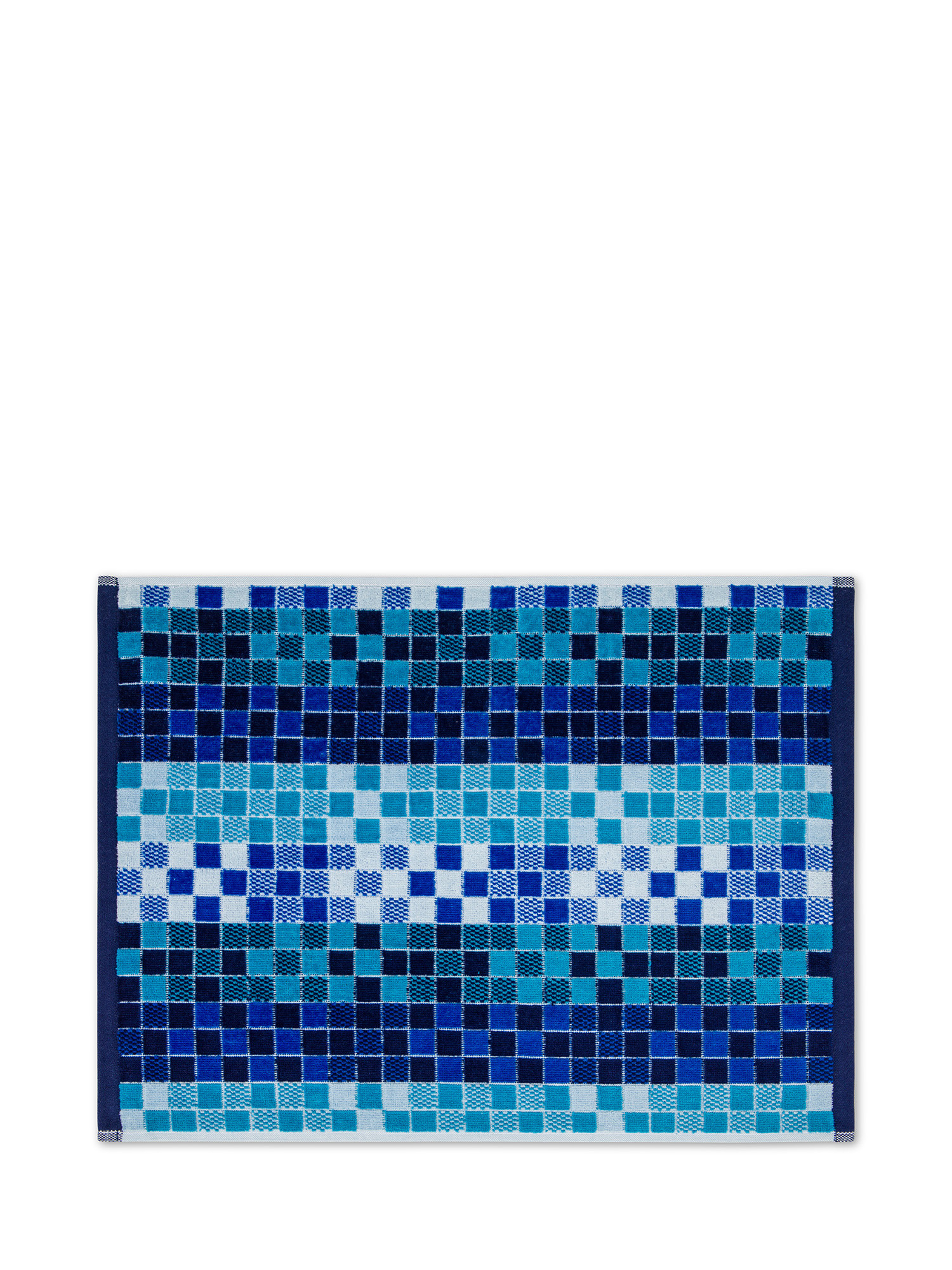 Asciugamano in velour di cotone effetto mosaico, Blu, large image number 1