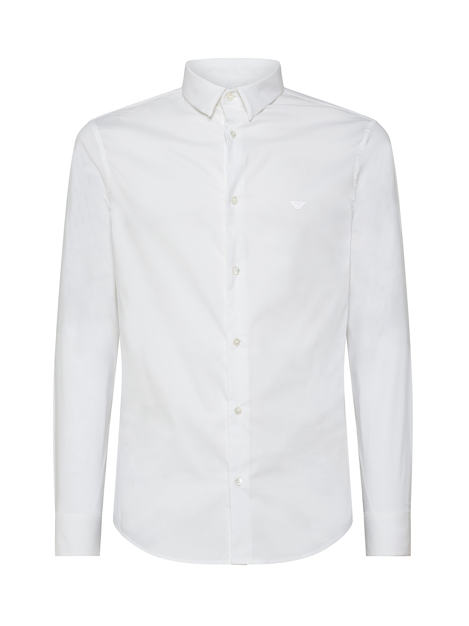 Emporio Armani - Shirt with embroidered logo, White, large image number 1