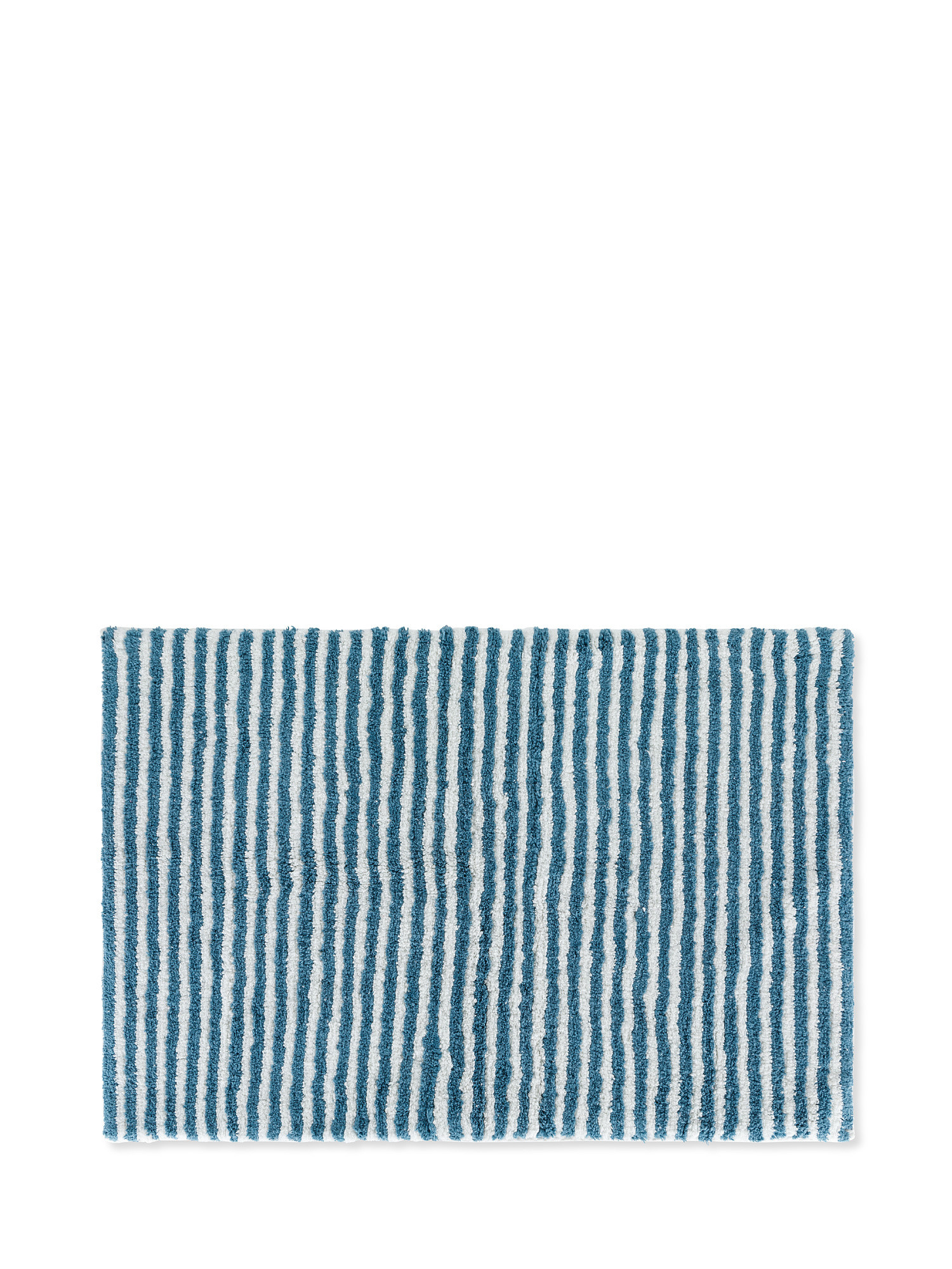 Tappeto bagno cotone motivo a righe, Blu, large