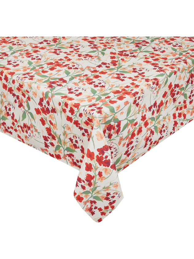 Cotton twill tablecloth with lily-of-the-valley print