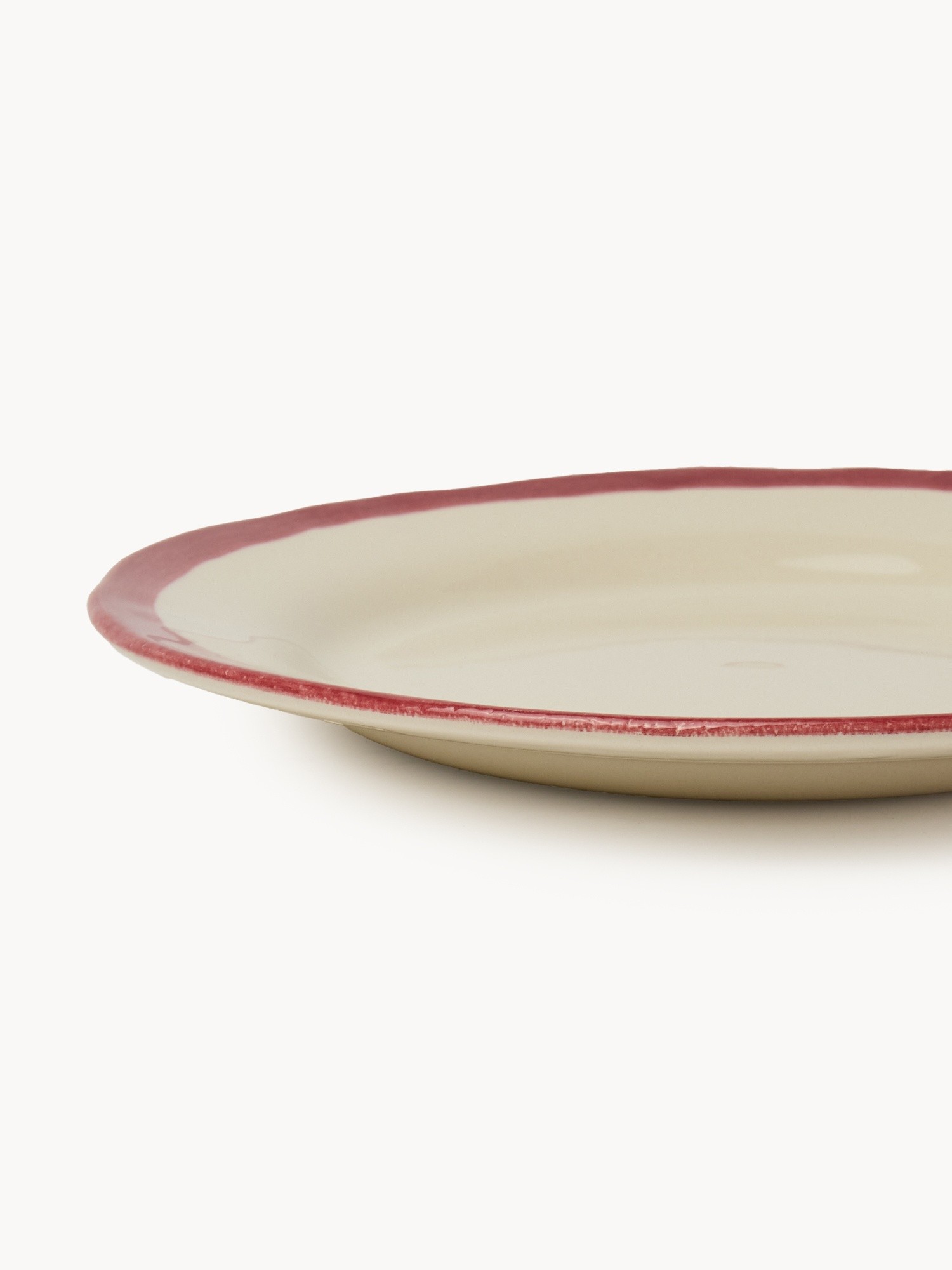 Ceramic side dish with colored edge, Bianco/Rosso, large image number 1