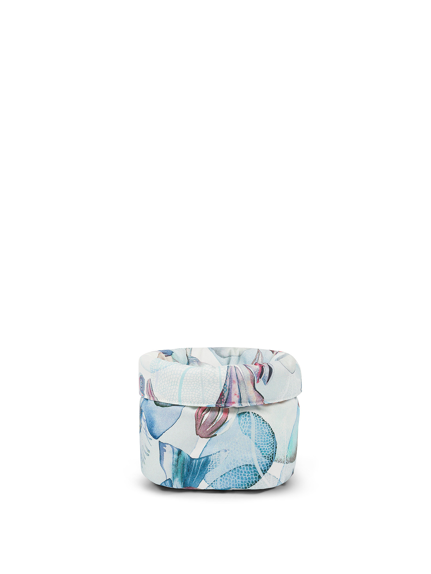 Seabed print basket in pure cotton panama., Multicolor, large image number 0