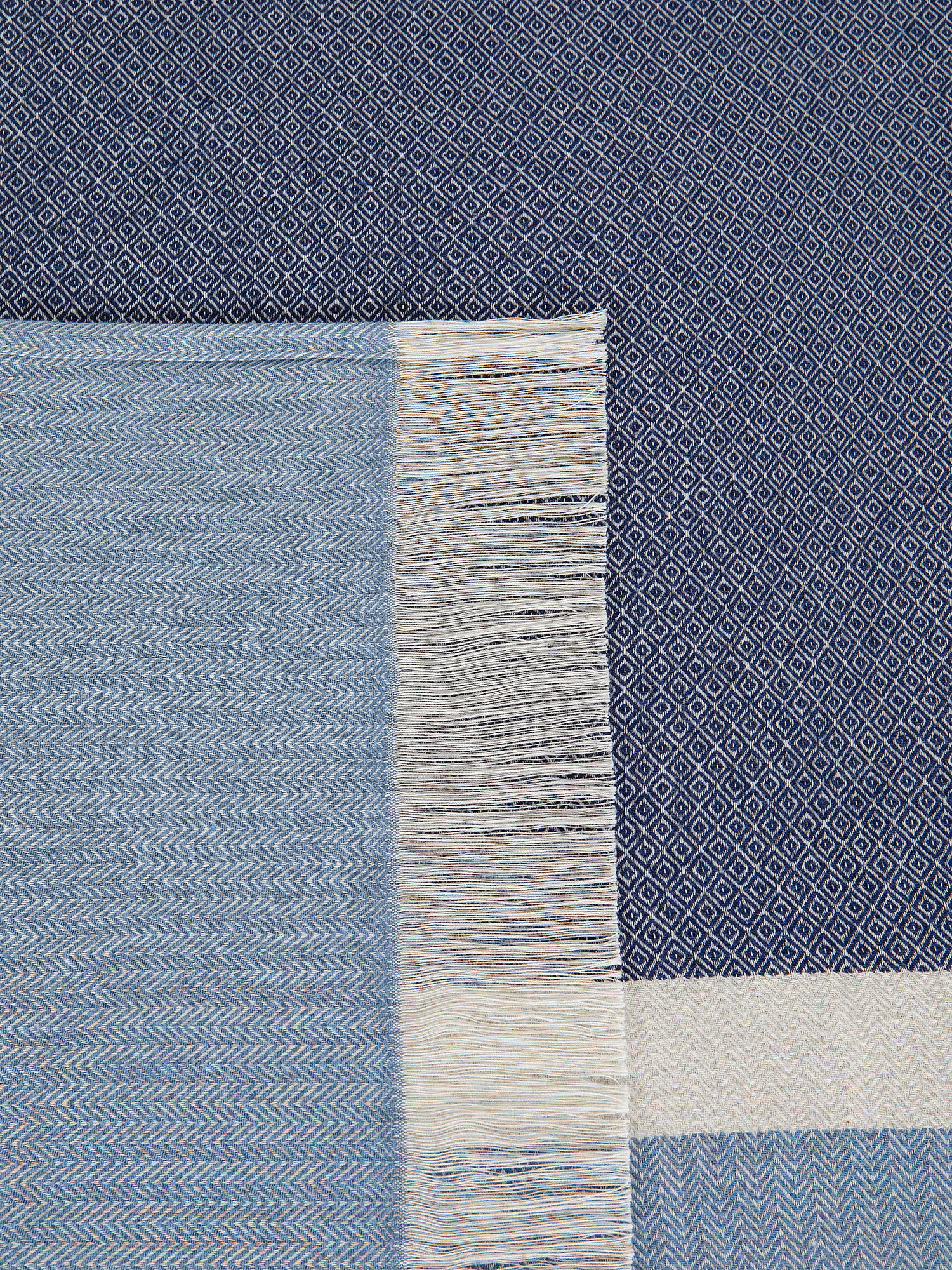 Pure cotton striped throw, Blue, large image number 1