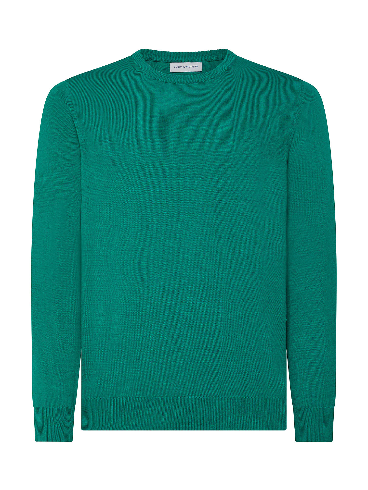 Luca D'Altieri - Crew neck sweater in extrafine pure cotton, Green, large image number 0