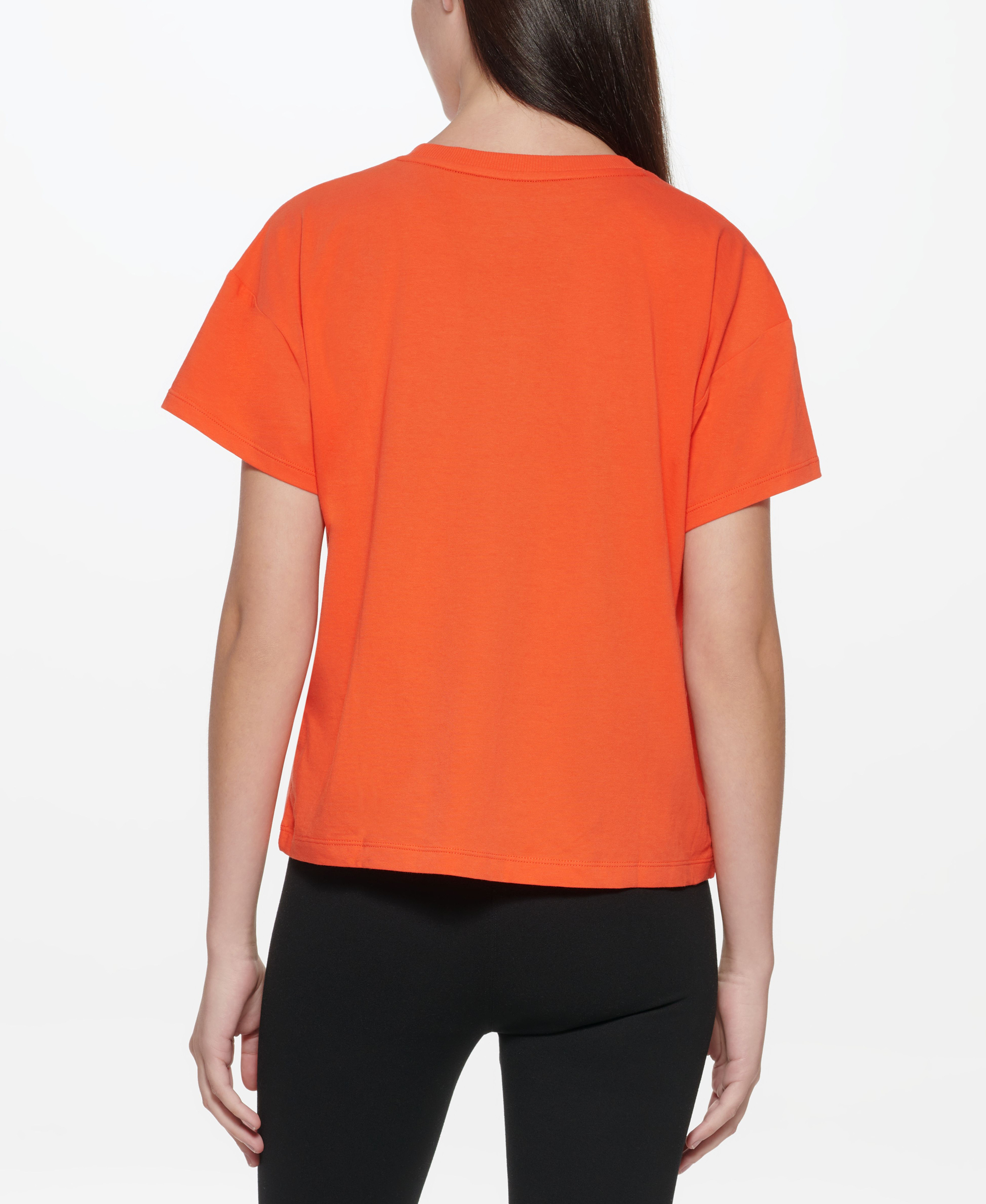 T-shirt boxy e corta "cropped" con logo striped, Arancione, large image number 4