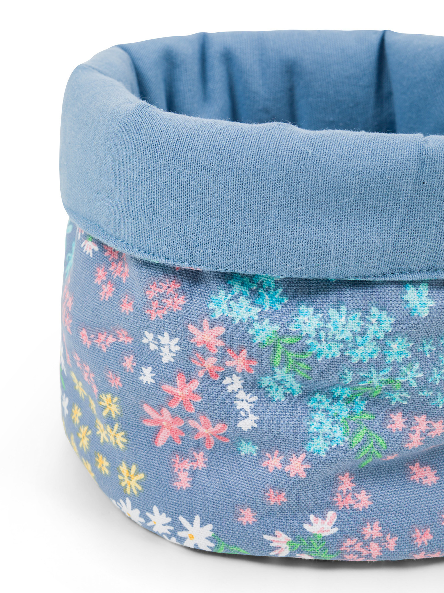 Pure cotton basket with flower print, Blue, large image number 1