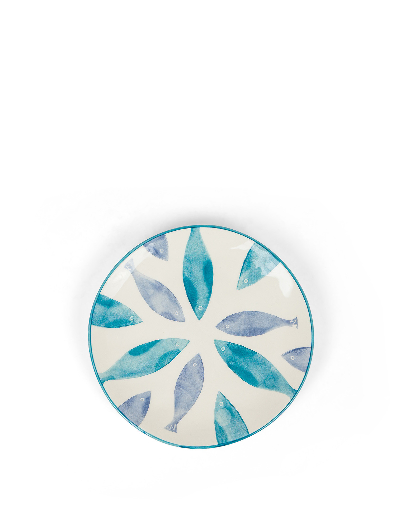 Fruit plate with fish decoration, White / Blue, large image number 0