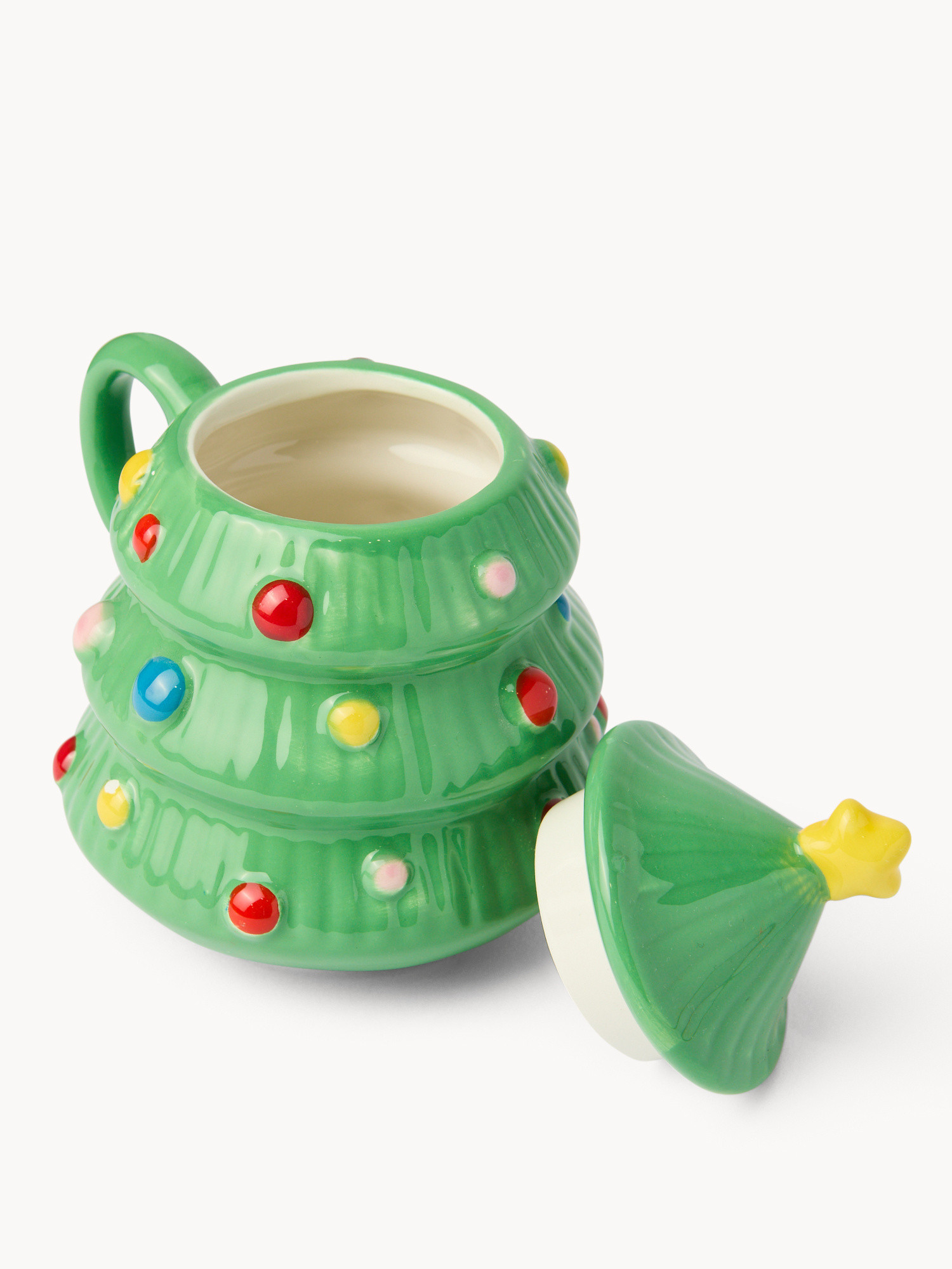 Mug in ceramica a forma di albero di Natale, Verde, large image number 1