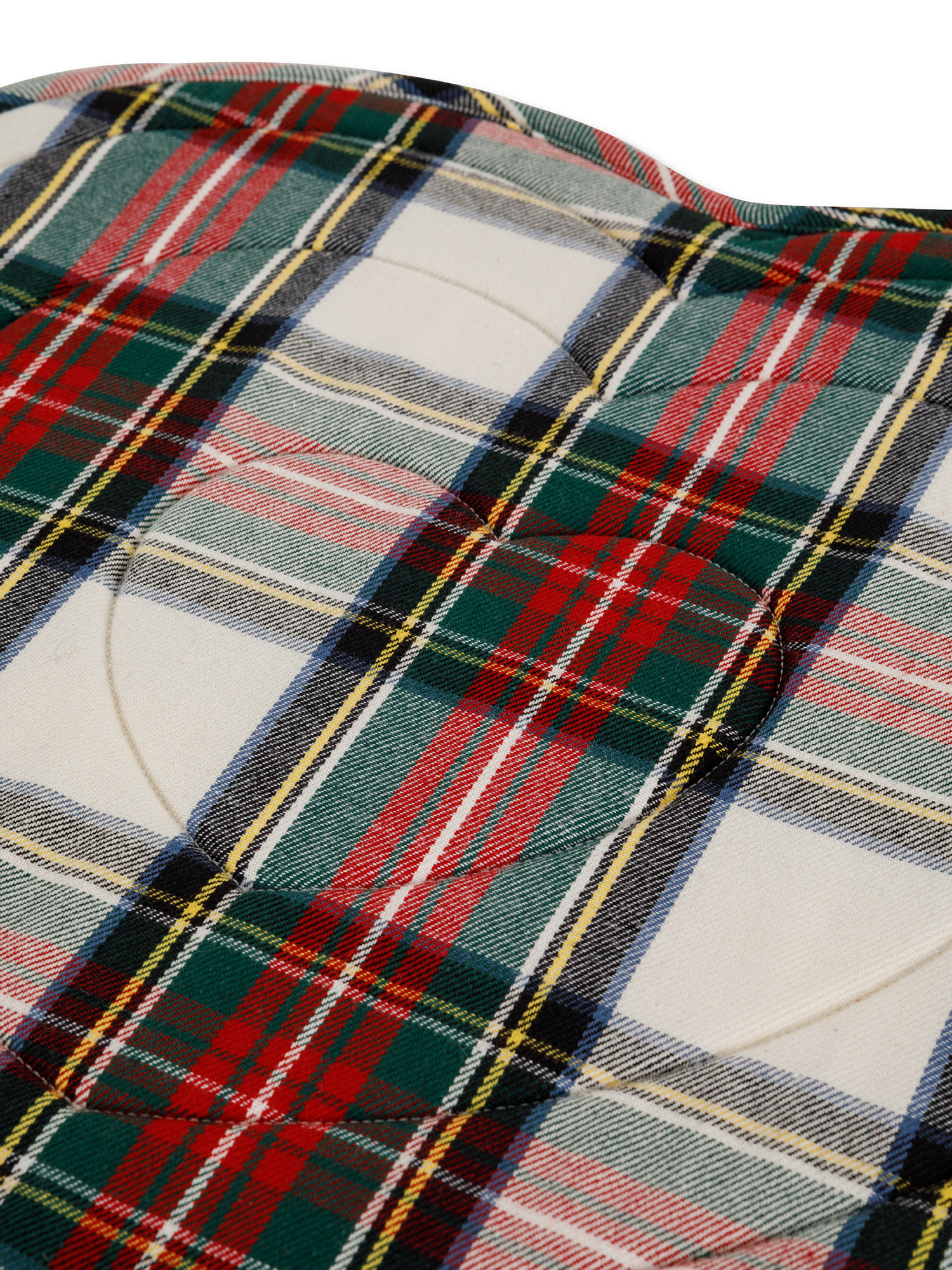 Tartan cotton twill heart quilted placemat, White, large image number 1