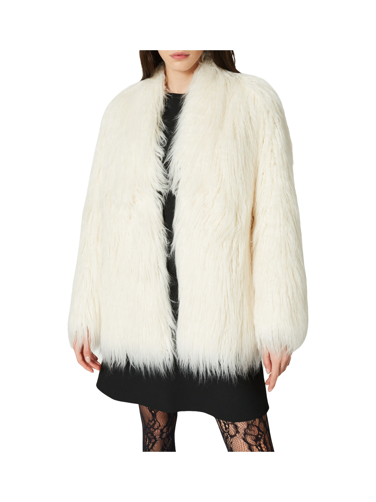Jacket in faux fur of mongolia, White, large image number 3