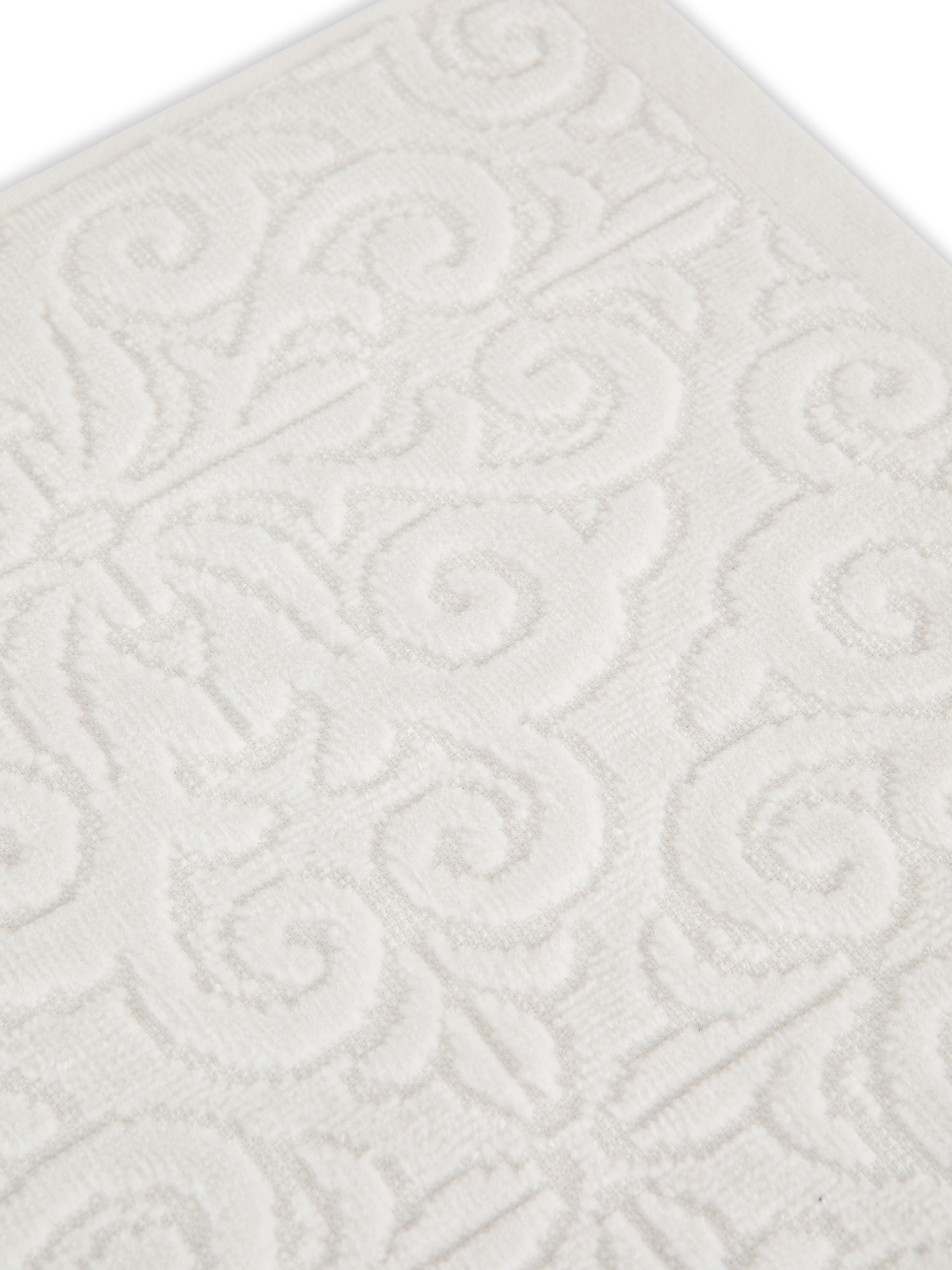 Asciugamano cotone velour motivo azulejos, Bianco, large