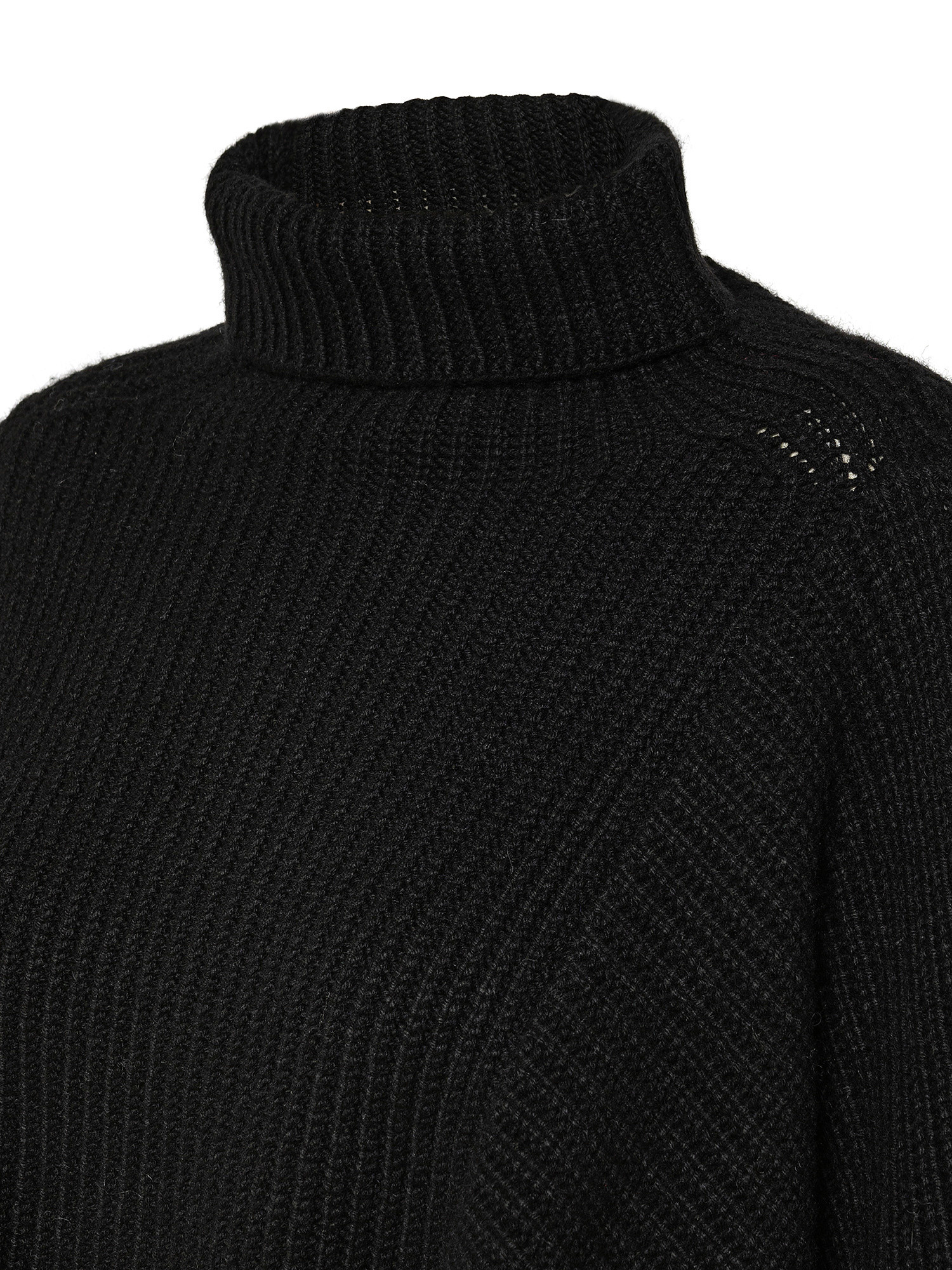 Oversized cropped sweater in ribbed wool blend, Black, large image number 2