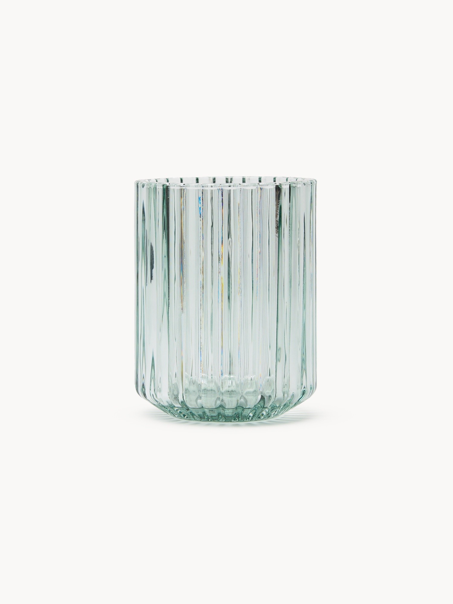 Fluted Glass Toothbrush Holder, Green teal, large image number 0