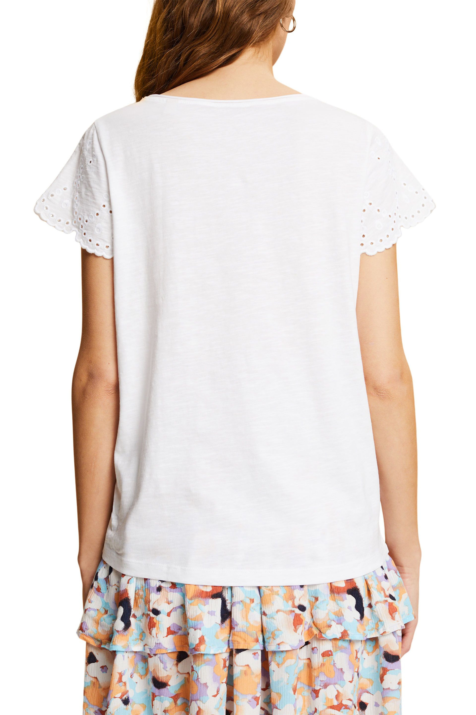 Esprit - Cotton T-shirt with embroidery, White, large image number 2