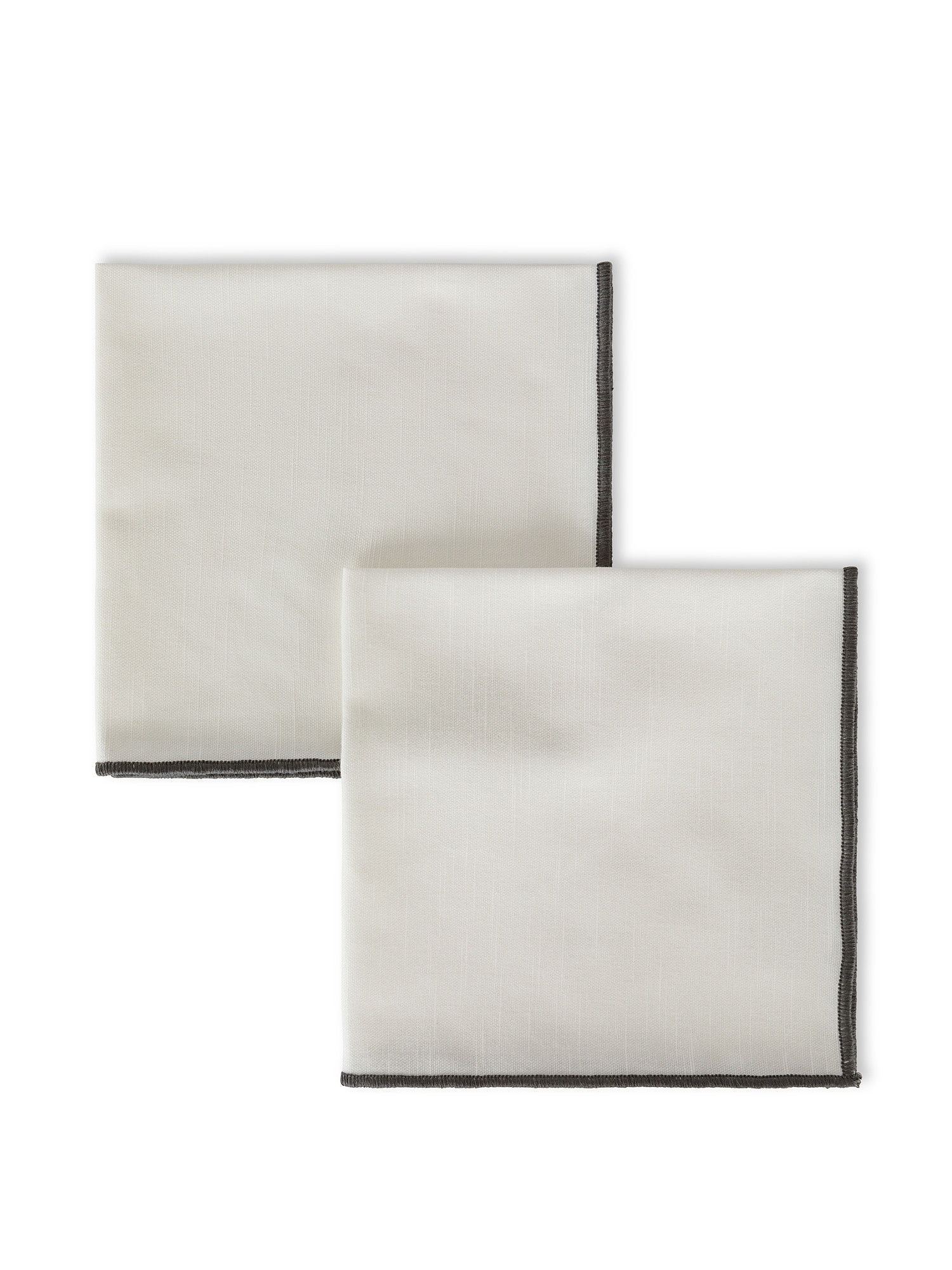 Set of 2 slub cotton napkins with overlock, White, large image number 0