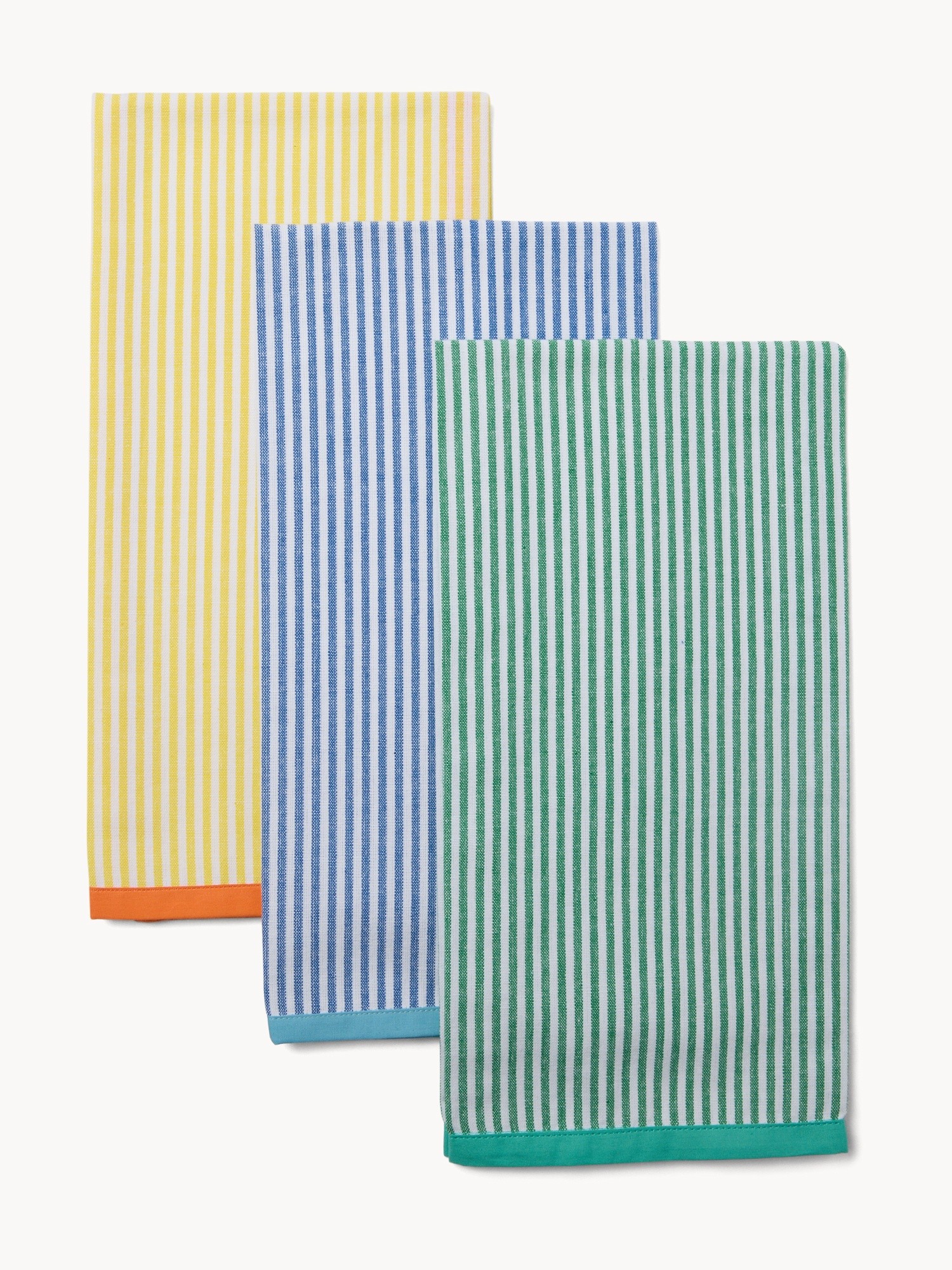 Set of 3 striped yarn-dyed cotton tea towels - Introductory price, Multicolor, large image number 0