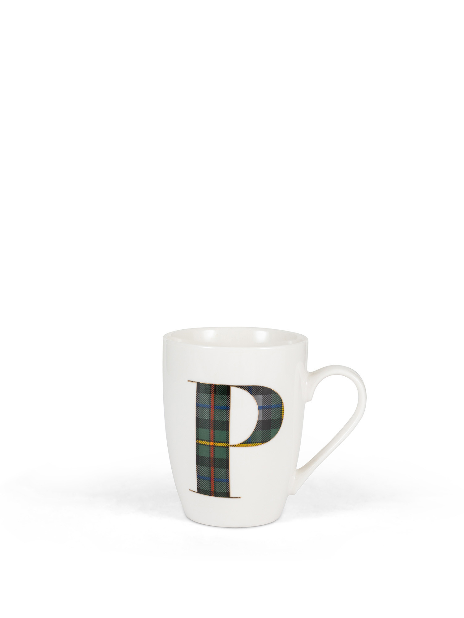 Porcelain cup with tartan letter, White, large image number 0