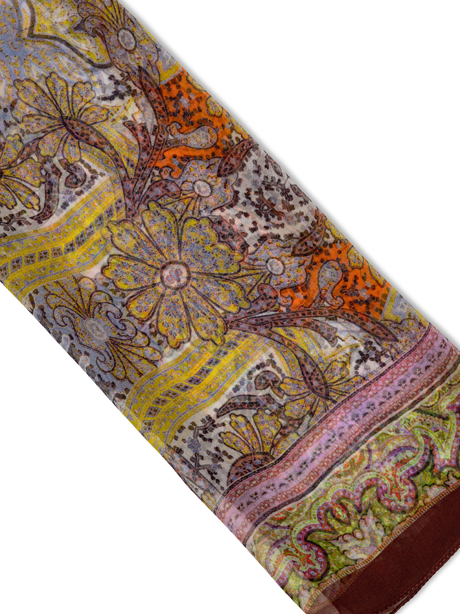 Koan - Pure silk patterned scarf, Orange, large image number 1