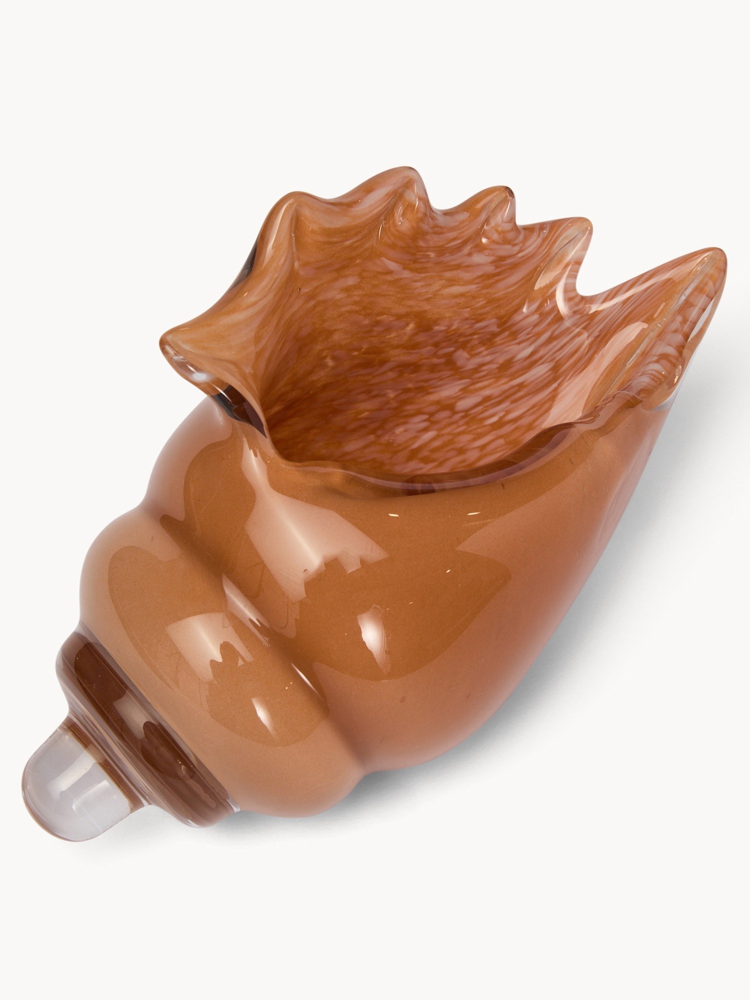 Handmade colored glass shell, Beige, large image number 1