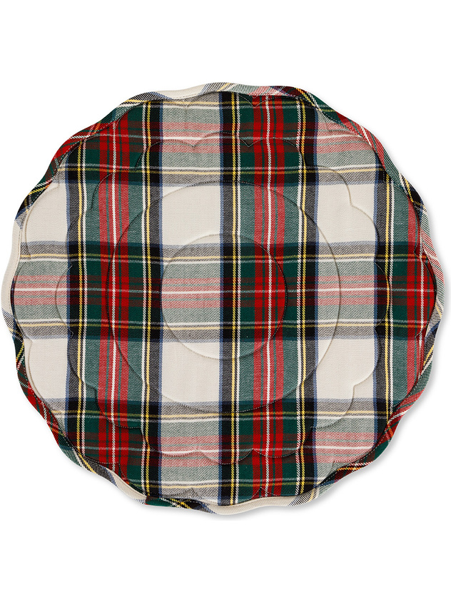 Tovaglietta trapuntata rotonda twill di cotone tartan