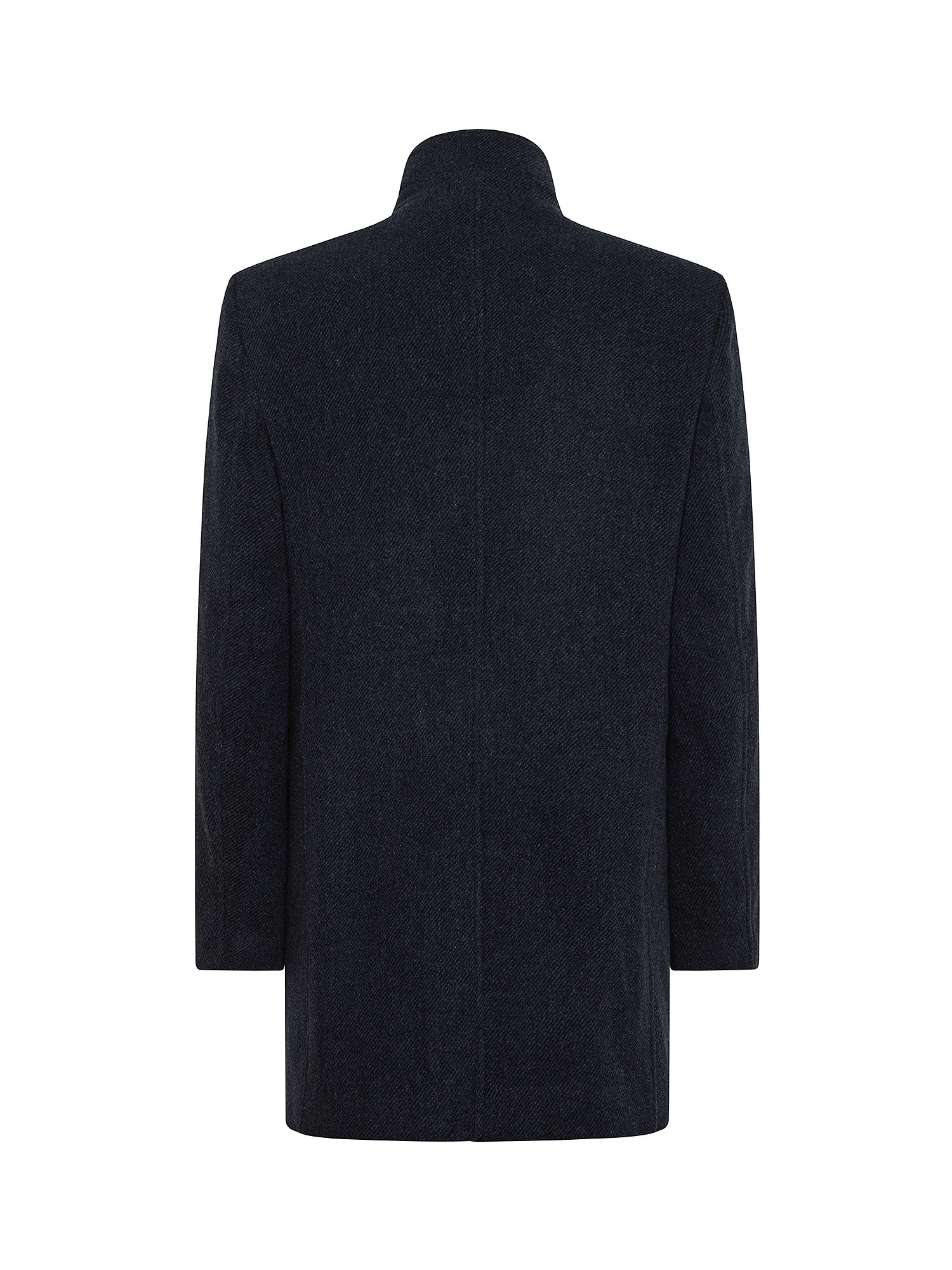 Wool coat with micro pattern and removable windproof bib, Blue, large image number 1