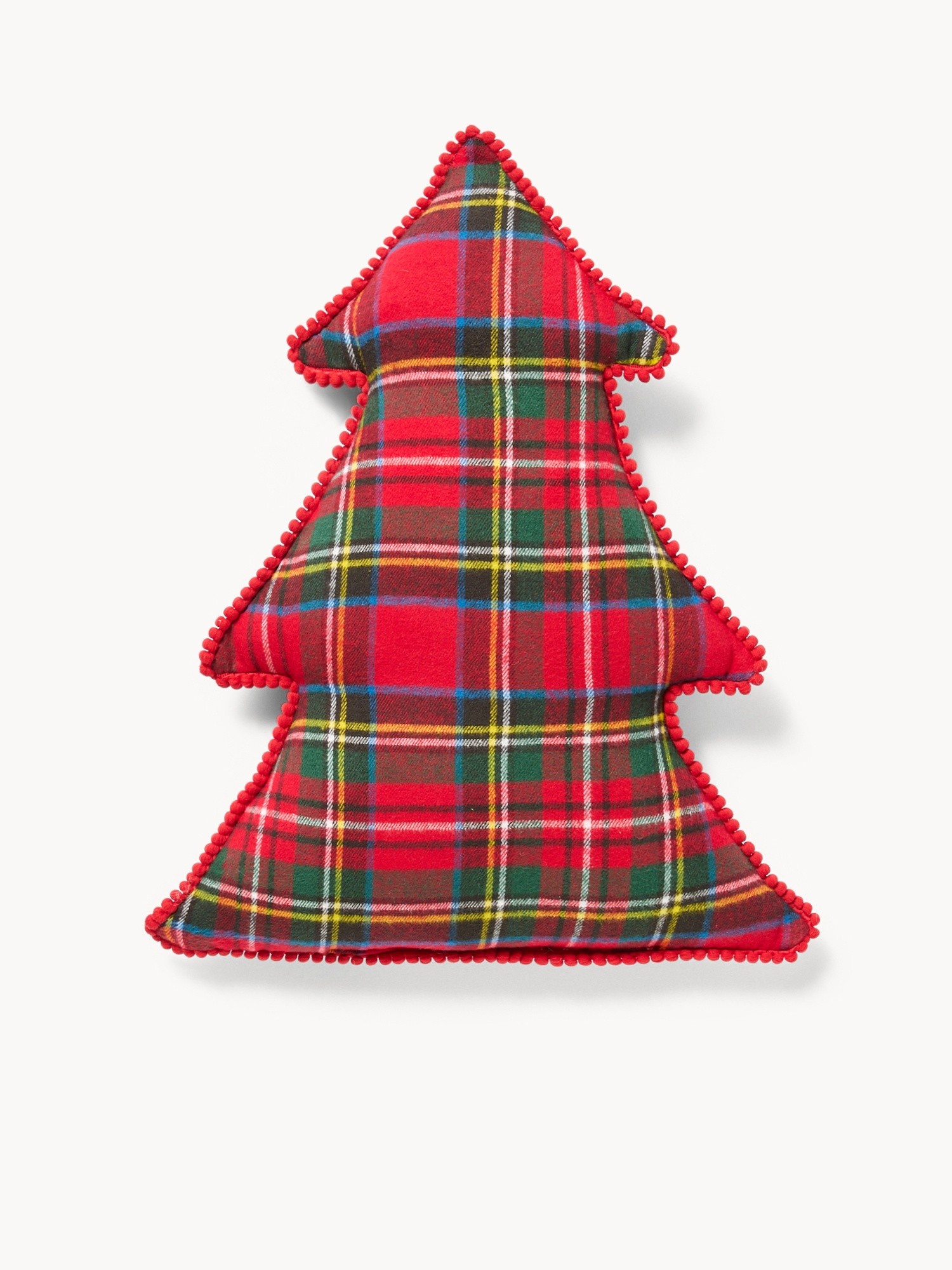 Christmas tree-shaped cushion with tartan pattern, Red, large image number 0