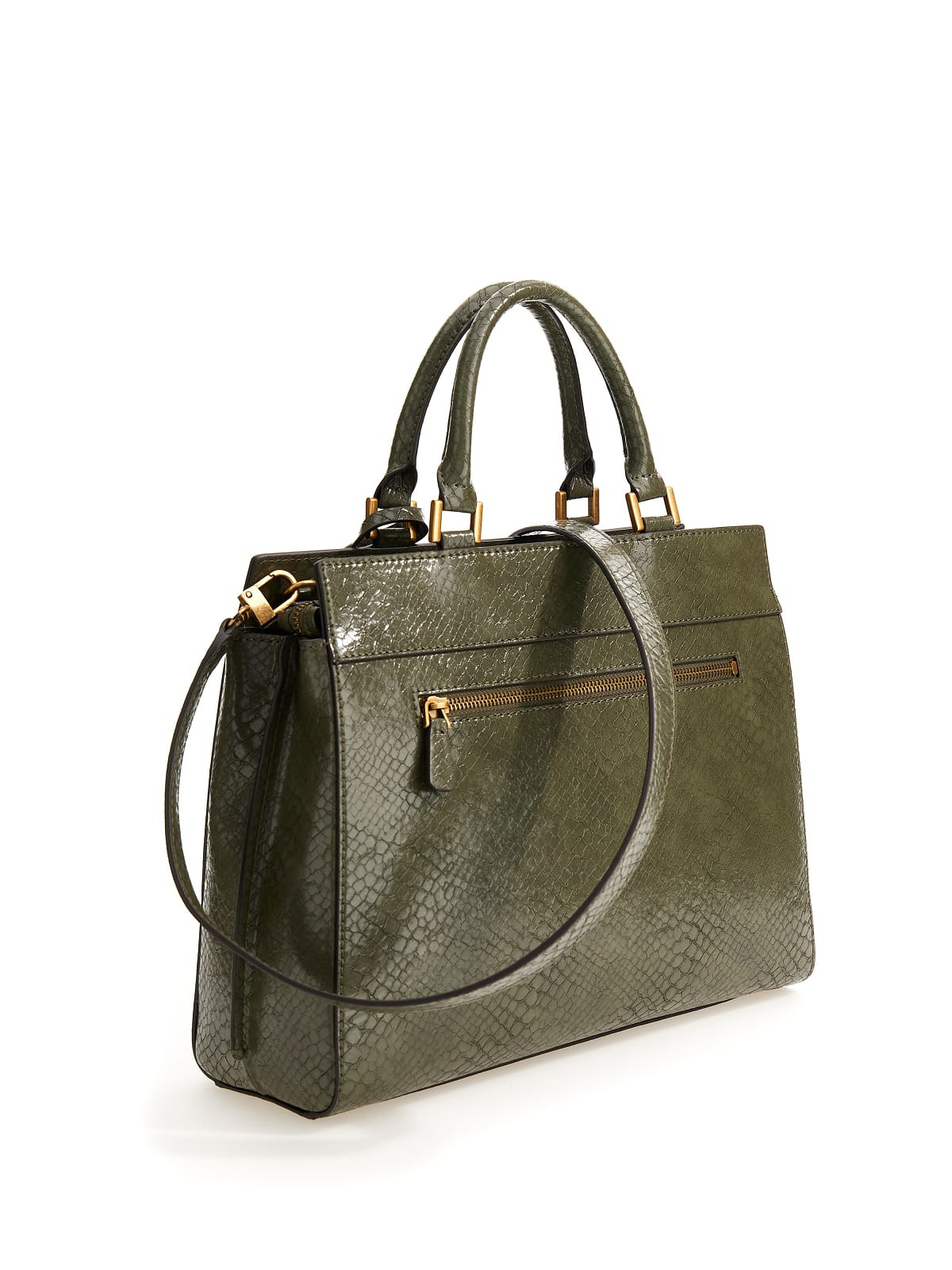 Python effect handbag with shoulder strap, Green, large image number 1