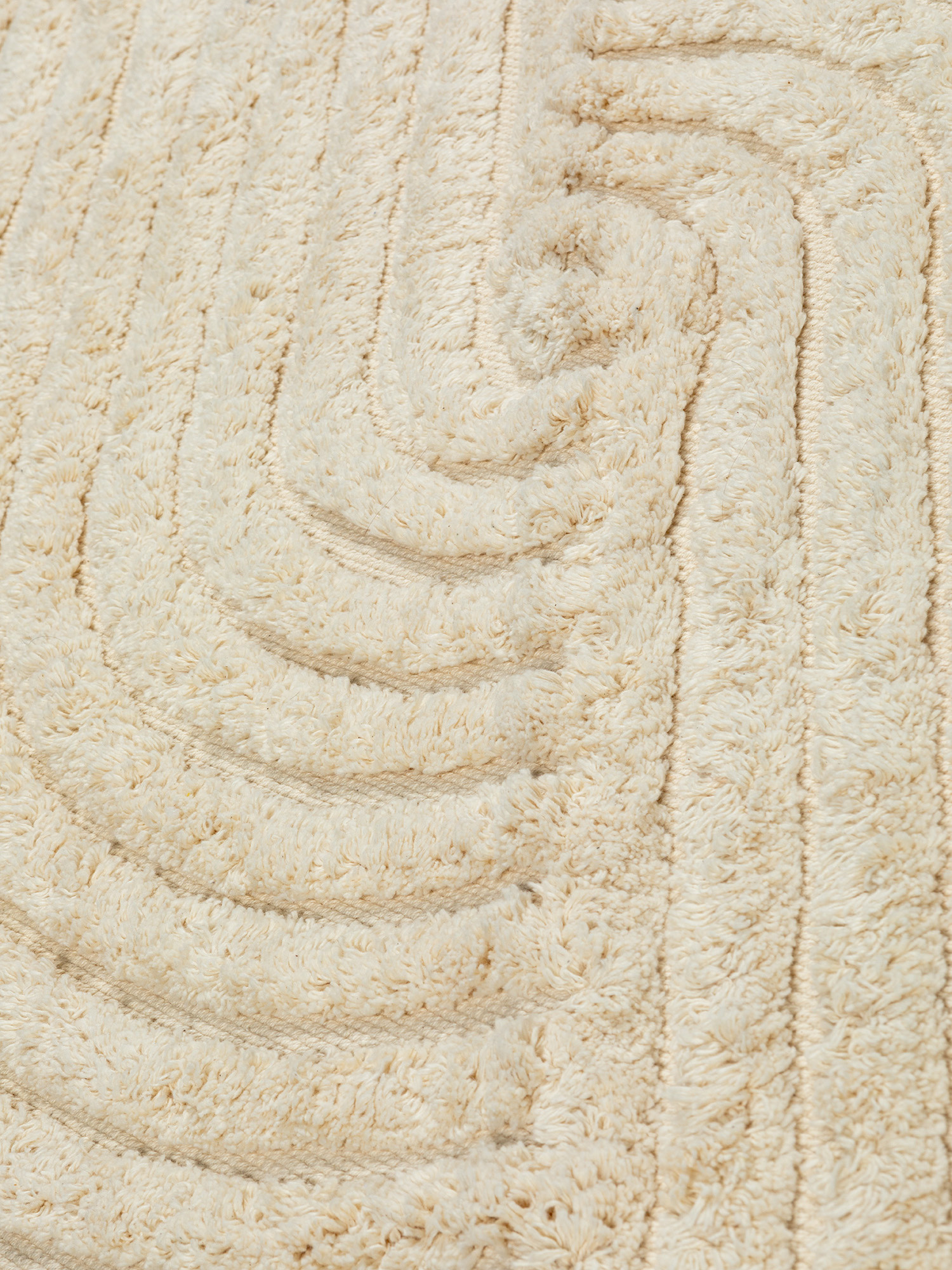 Tappeto cotone jacquard con frange e motivo a rilievo, Sabbia, large image number 1