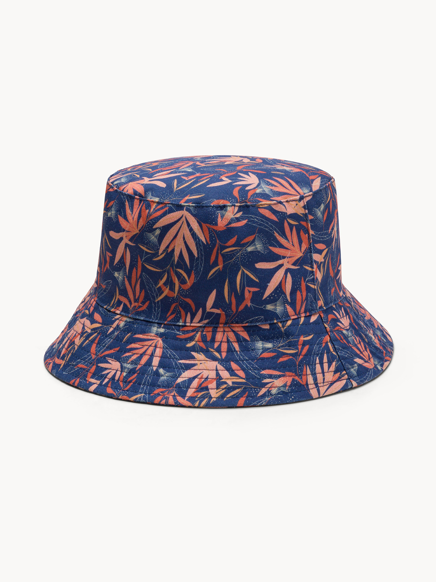 Cappello bucket motivo foglie, Blu, large image number 0