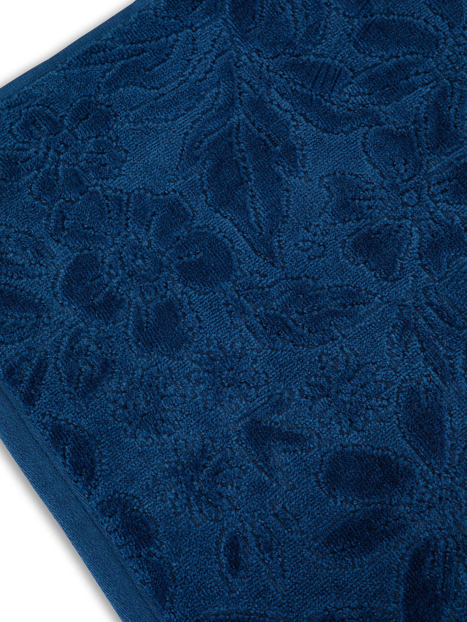Asciugamano puro cotone lavorazione a fiori, Blu, large image number 2