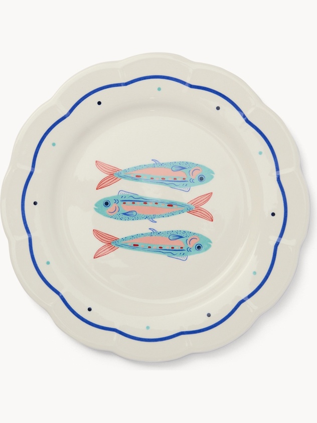 Piatto piano in ceramica Voyage