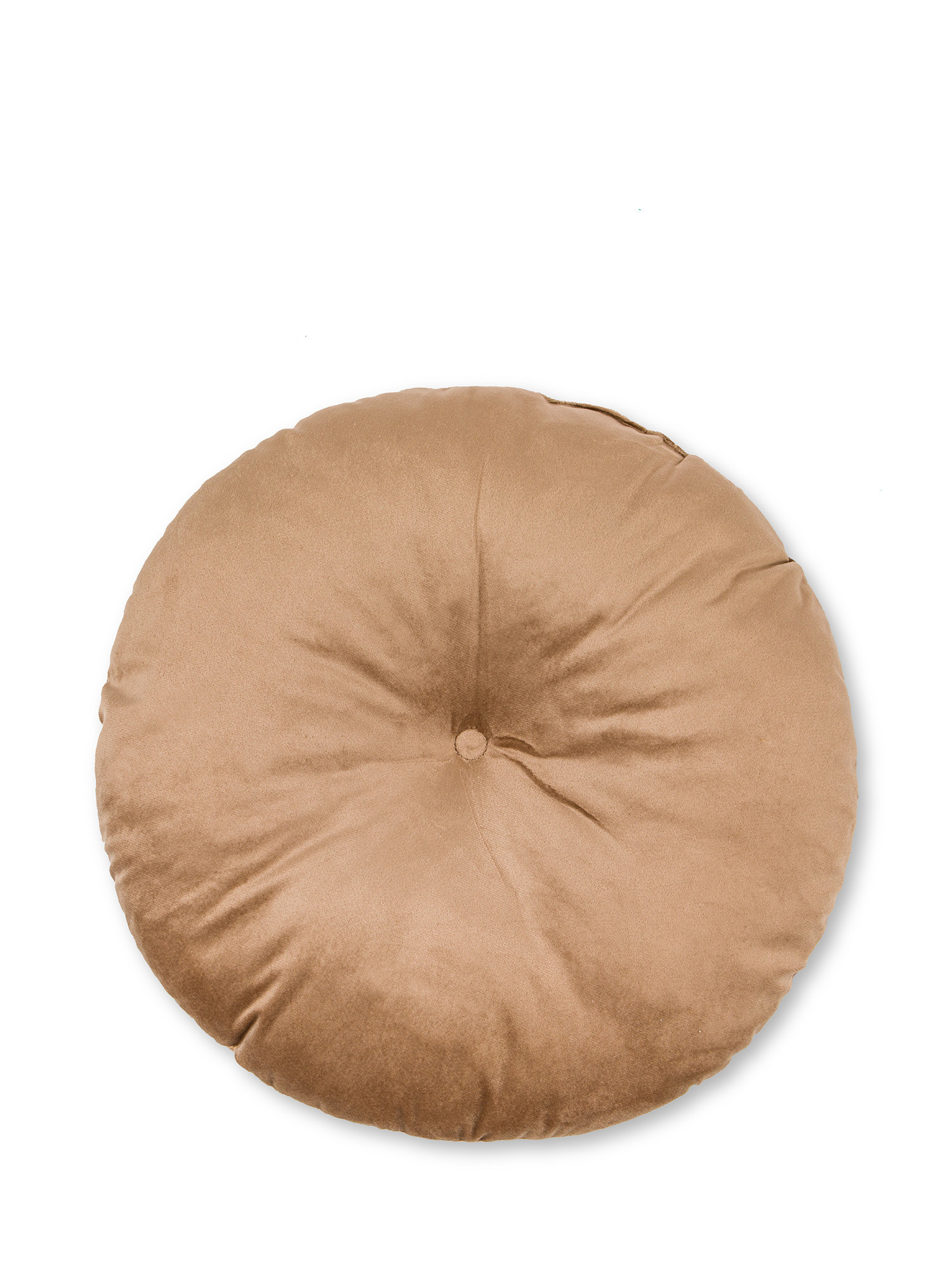 Round solid color velvet cushion, TAUPE, large image number 1