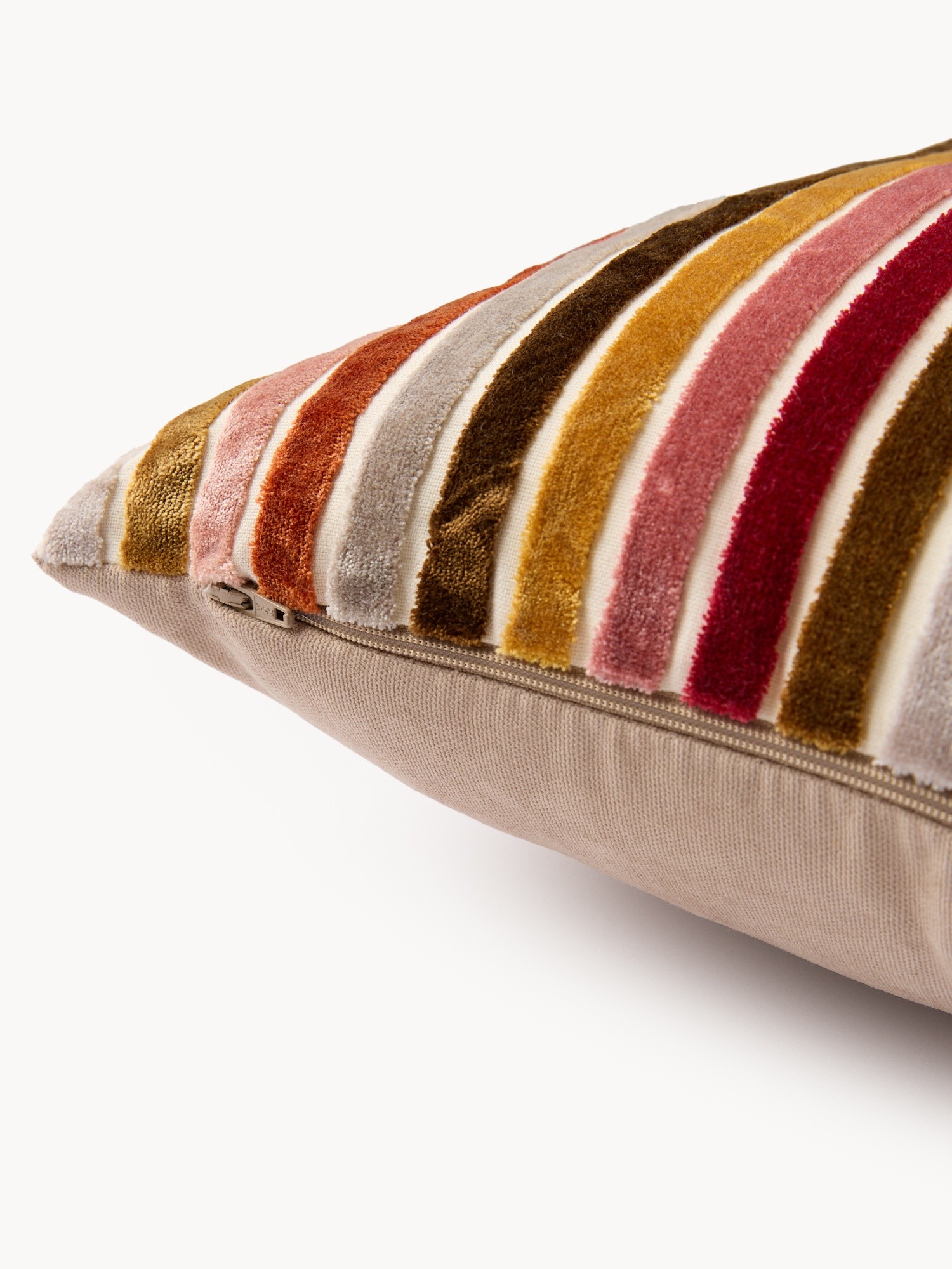 43x43 cm cushion in striped jacquard velvet, Grey, large image number 4
