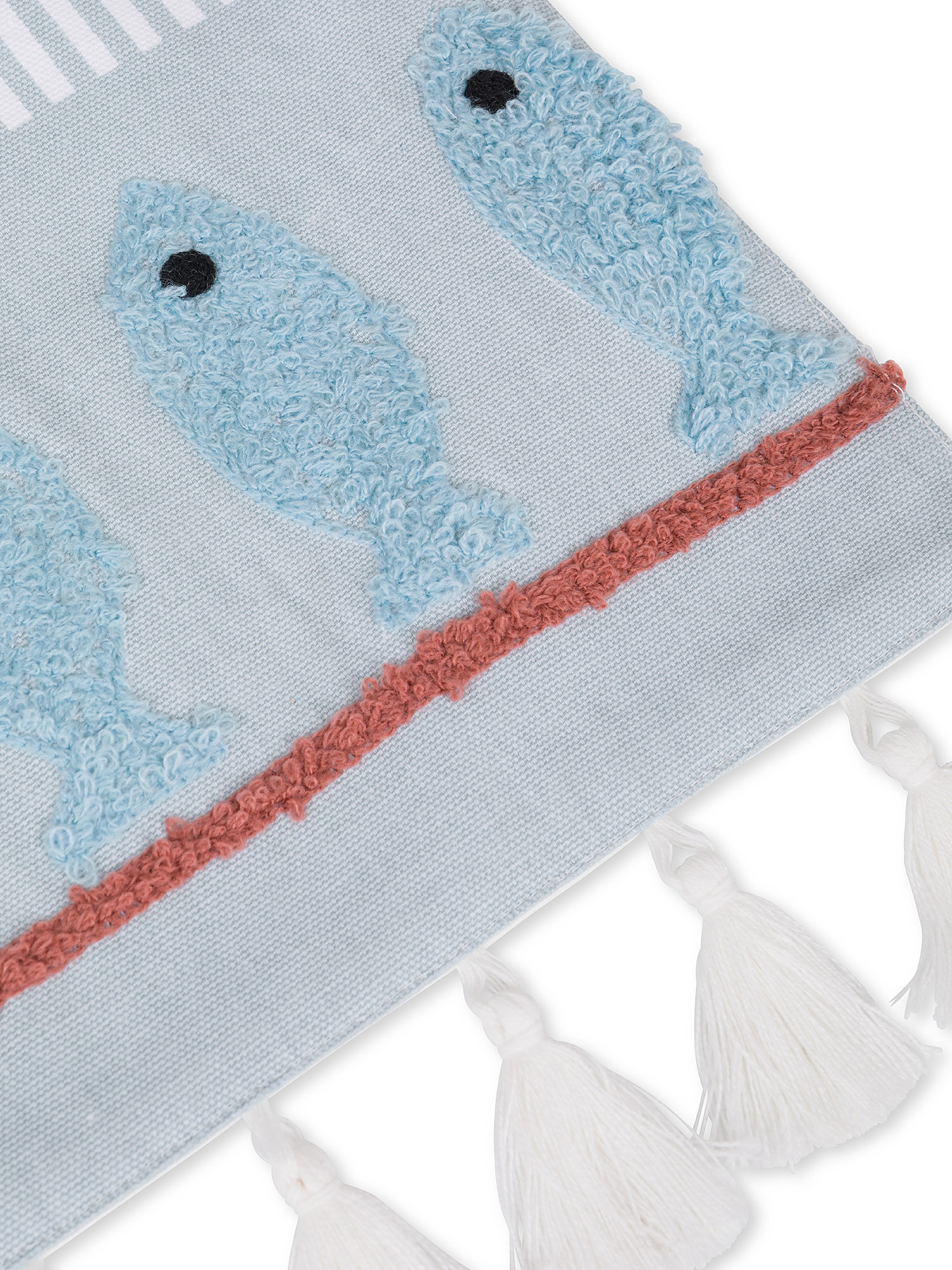 100% cotton runner with fish embroidery, Light Blue, large image number 1
