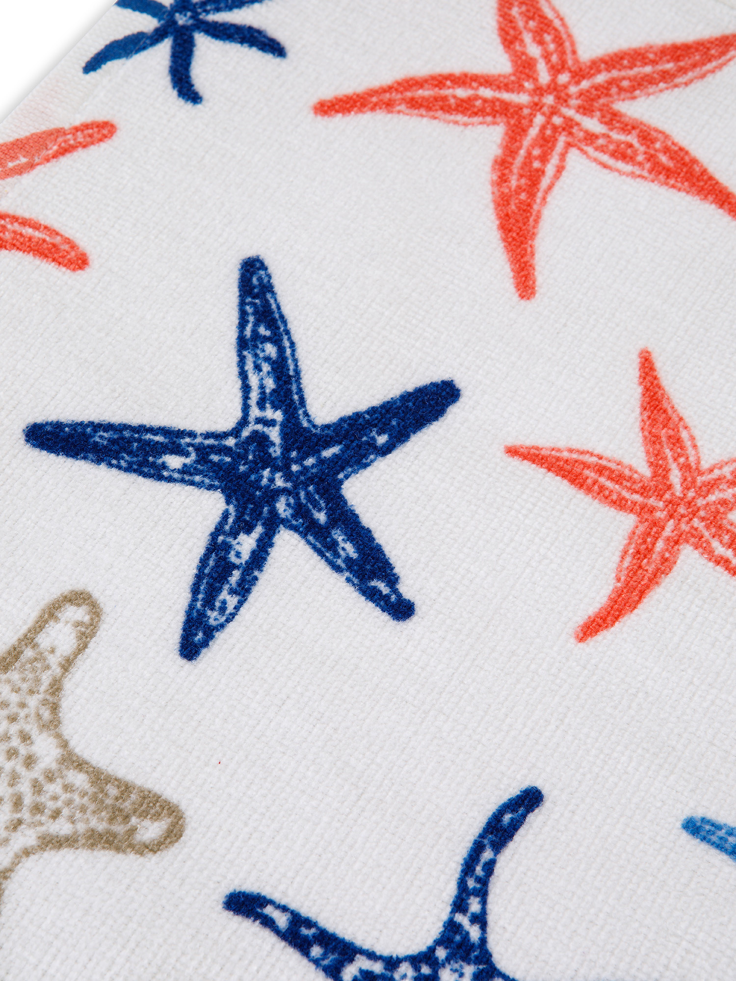 Asciugamano cotone velour motivo stelle marine, Bianco, large image number 2