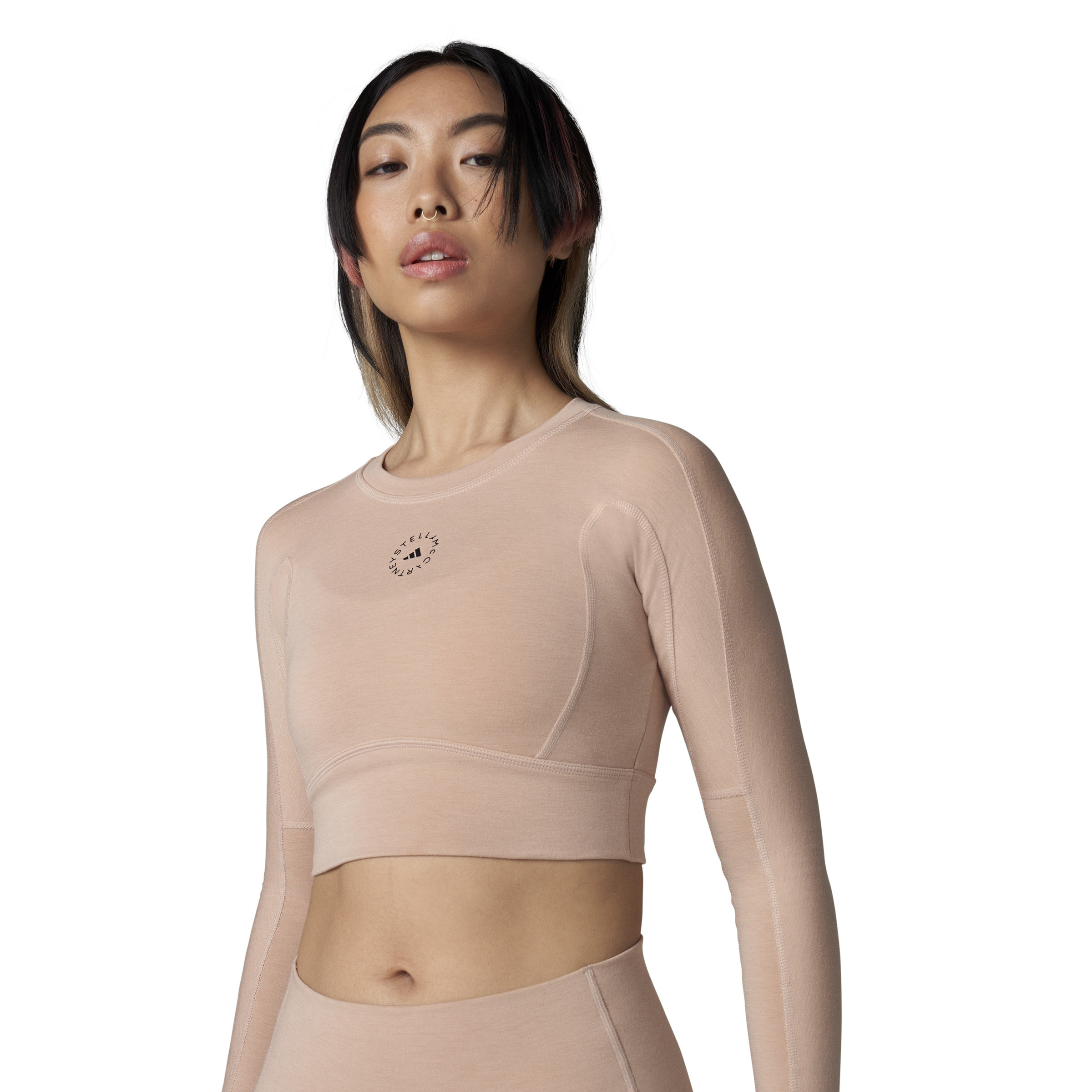 Crop-top a maniche lunghe adidas by Stella Mccartney, Nude, large image number 3