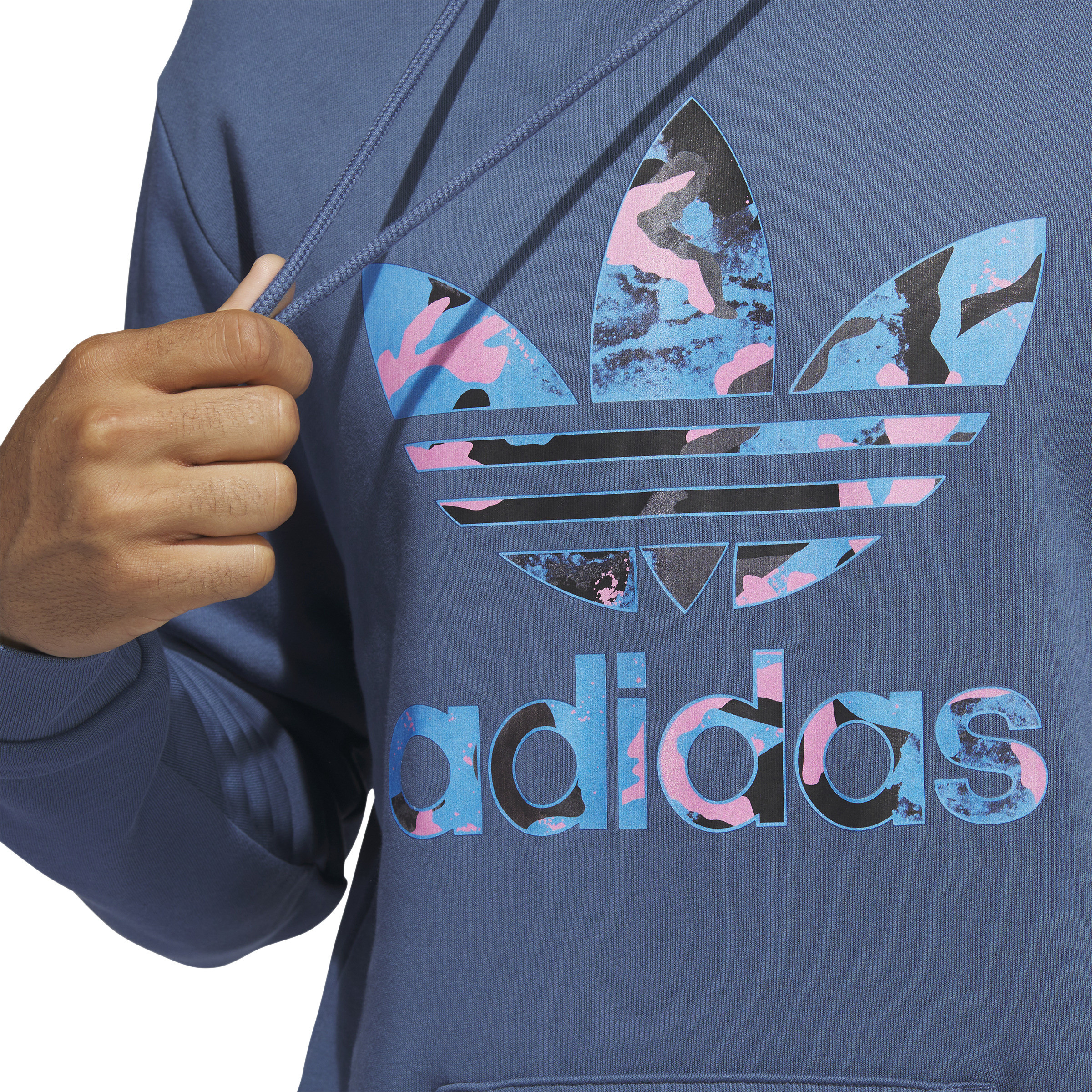 Adidas - Felpa con cappuccio e logo, Blu avio, large image number 2