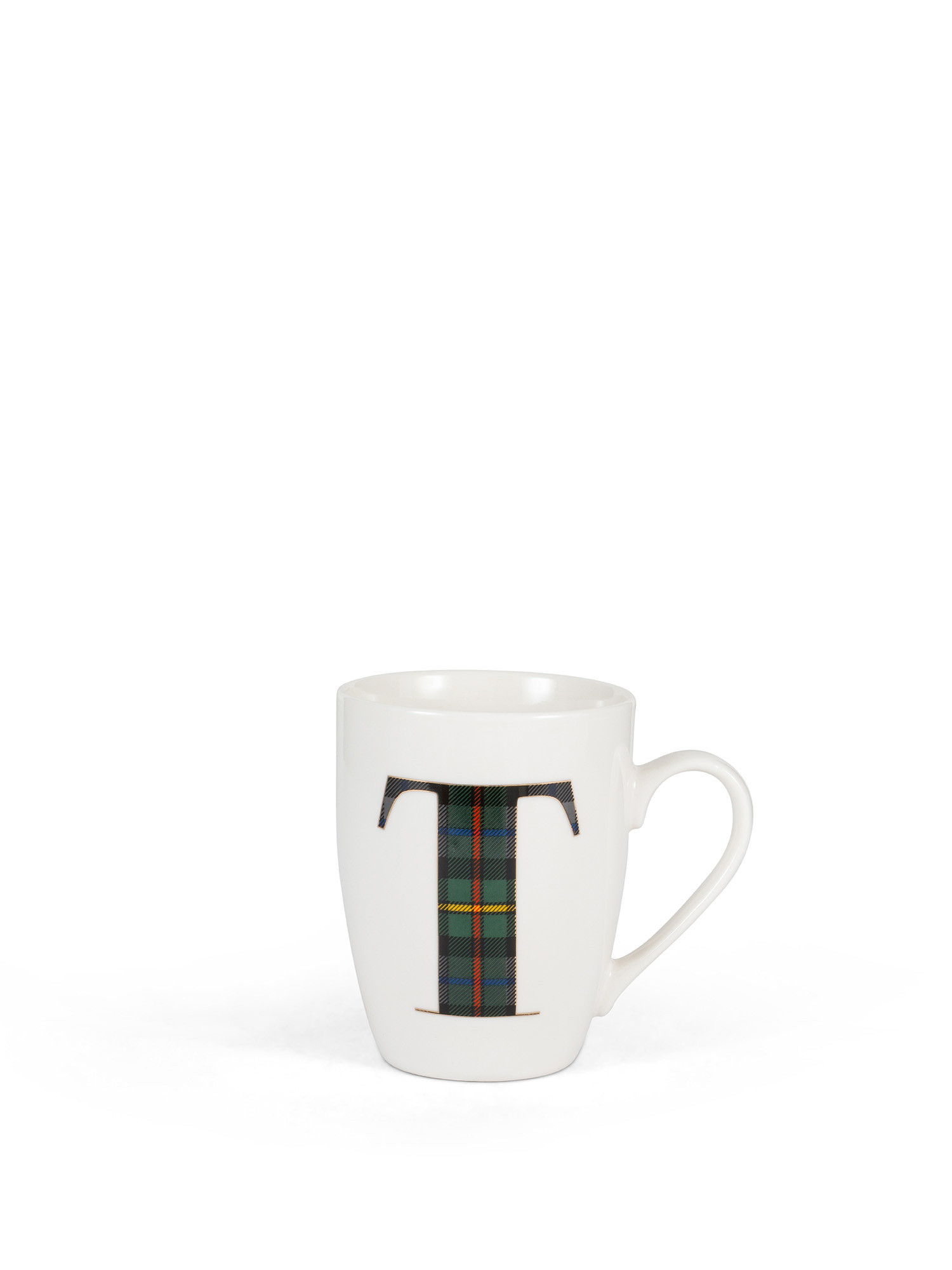 Porcelain cup with tartan letter, White, large image number 0