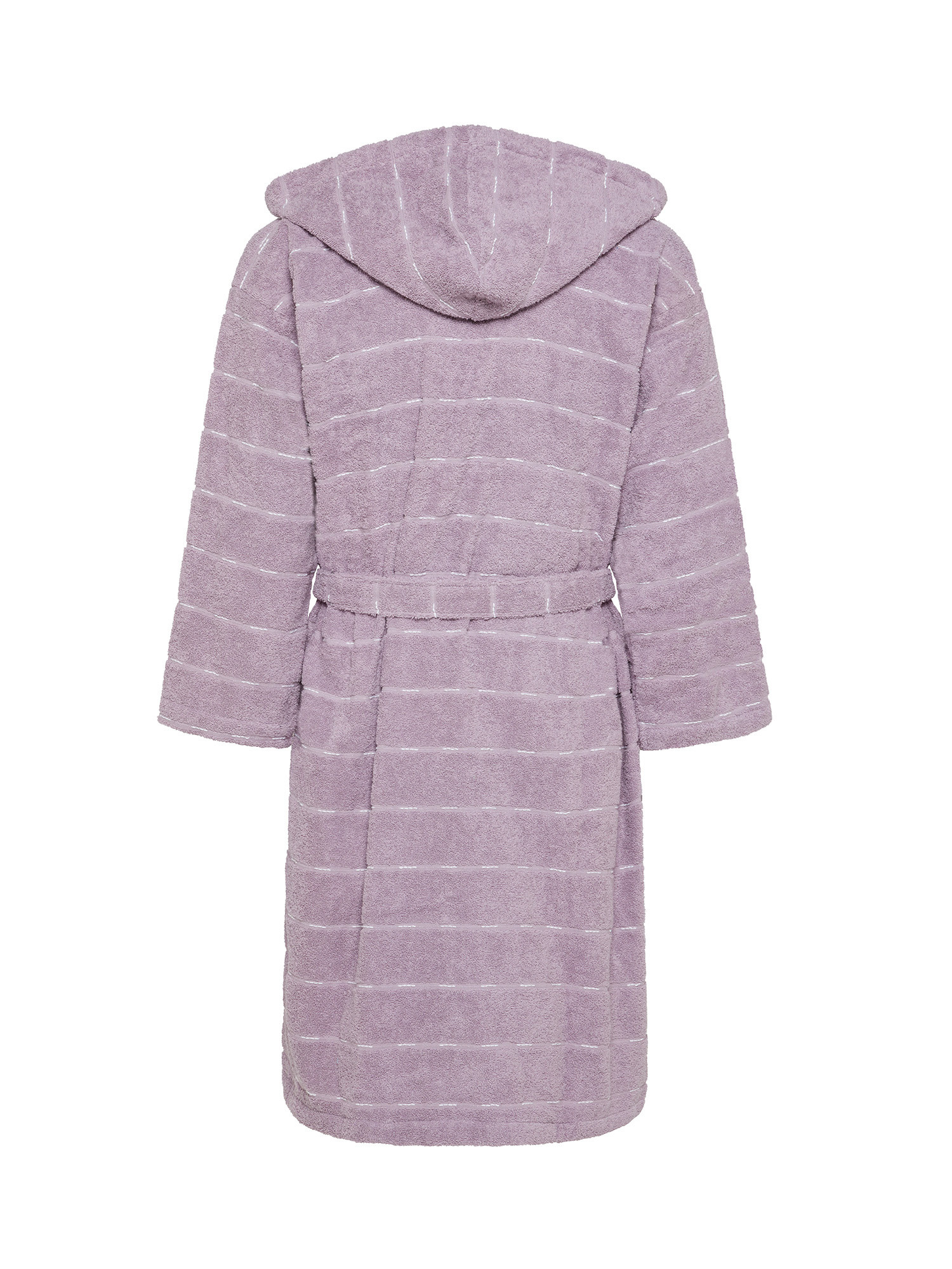Yarn-dyed pure cotton bathrobe with stitching effect, Pink, large image number 1