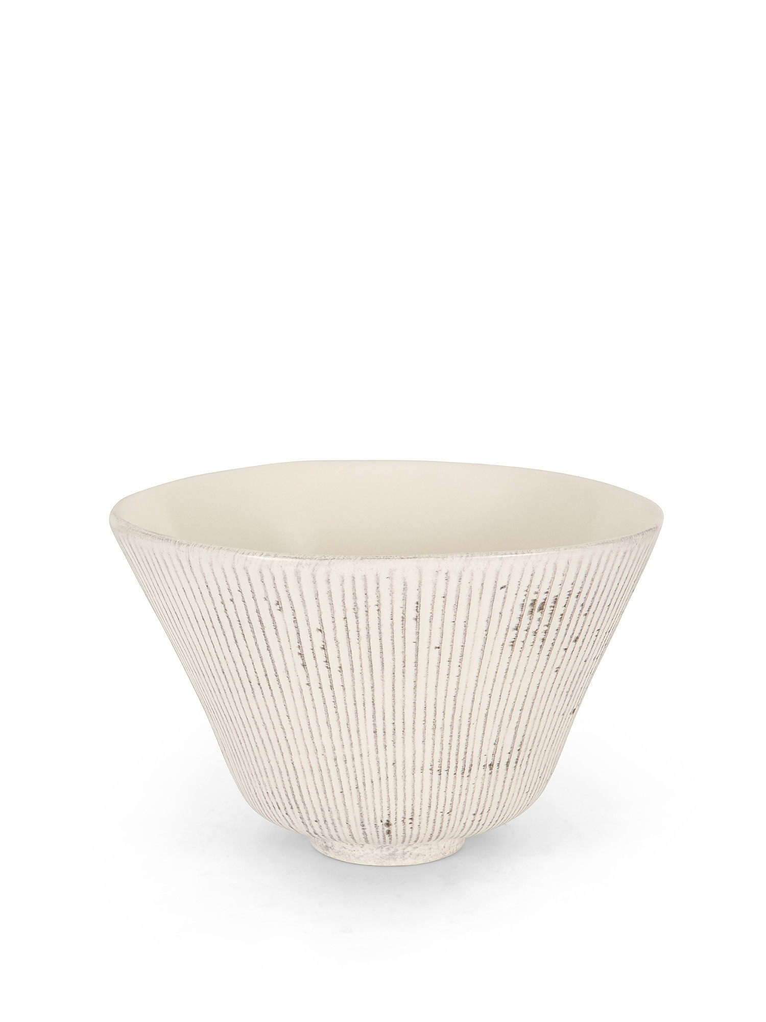 Coppa ceramica effetto rigato, Bianco, large