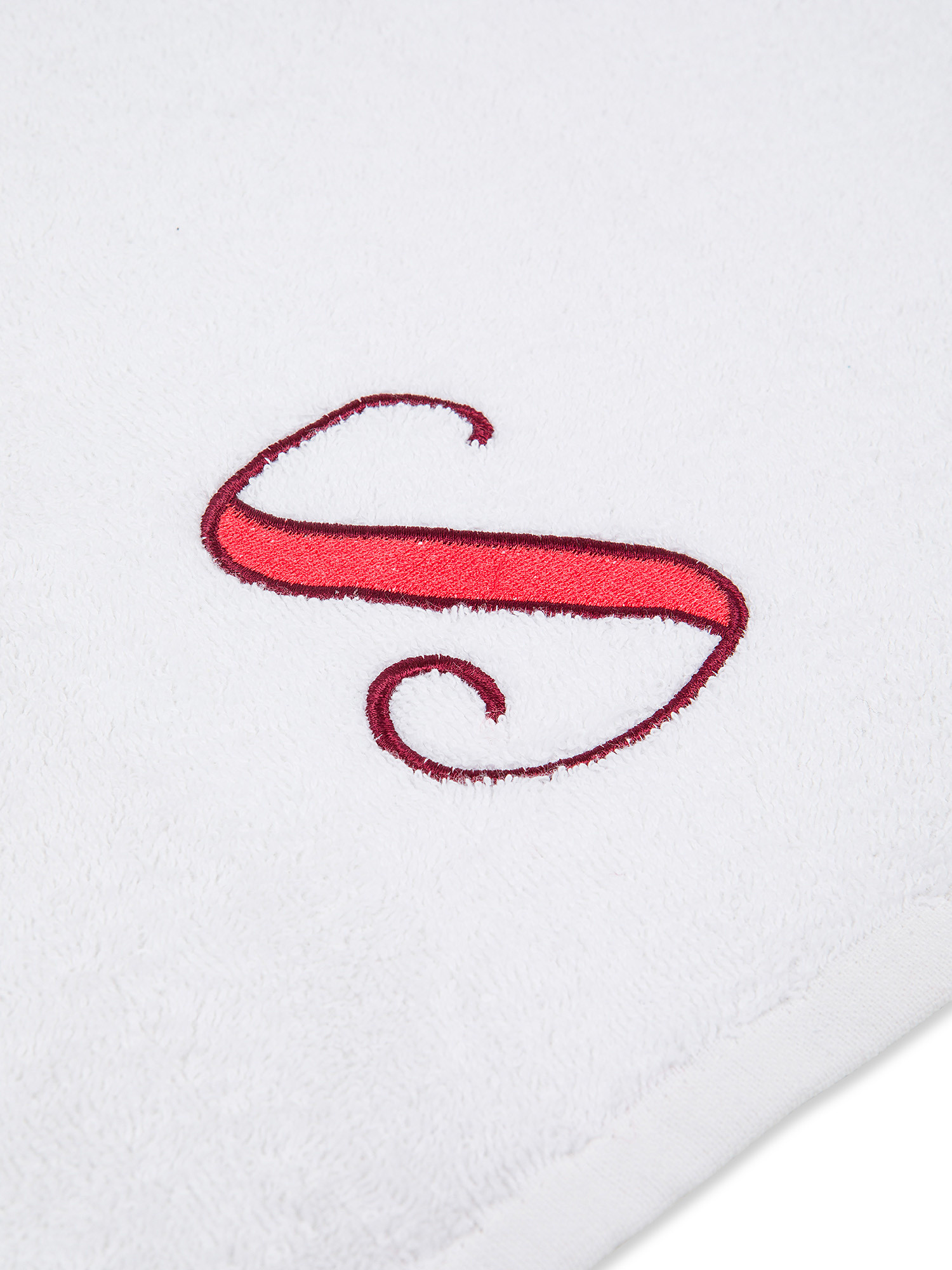 Set asciugamano in spugna ospite e viso con monogramma lettera, Rosso, large image number 2