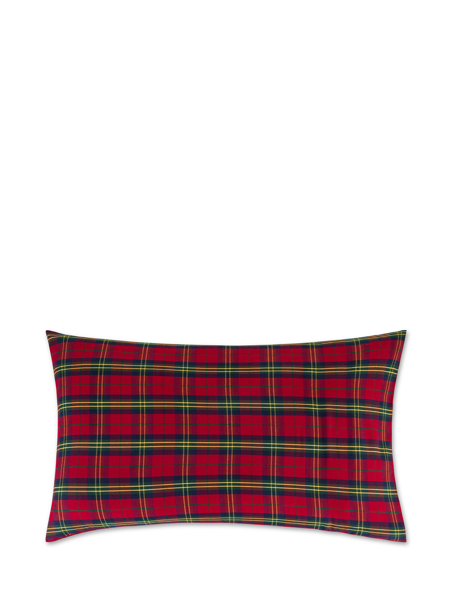 Cotton flannelette tartan pillowcase, Red, large image number 0
