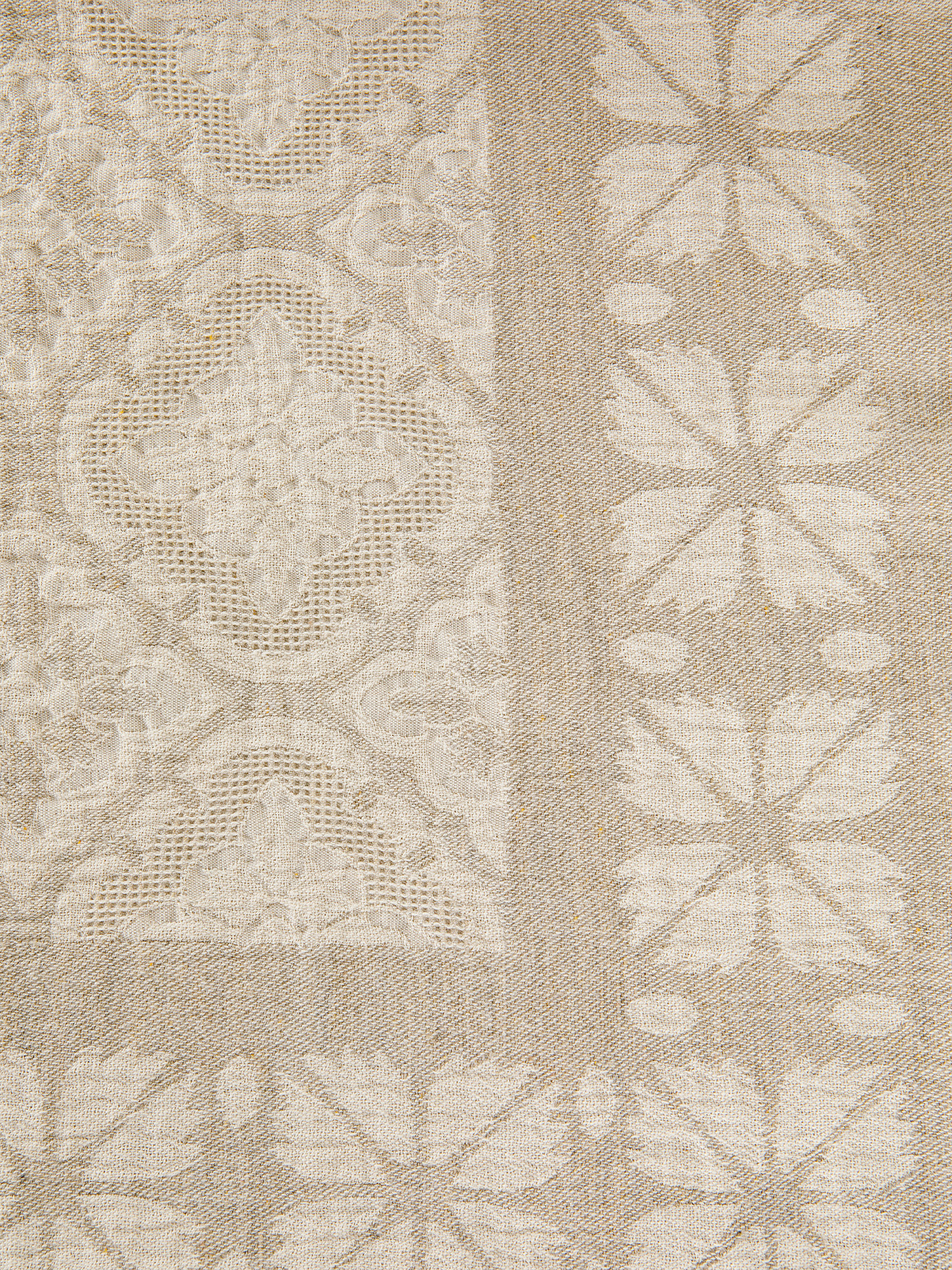 Cotton furnishing cloth with jacquard weave, Beige, large image number 1
